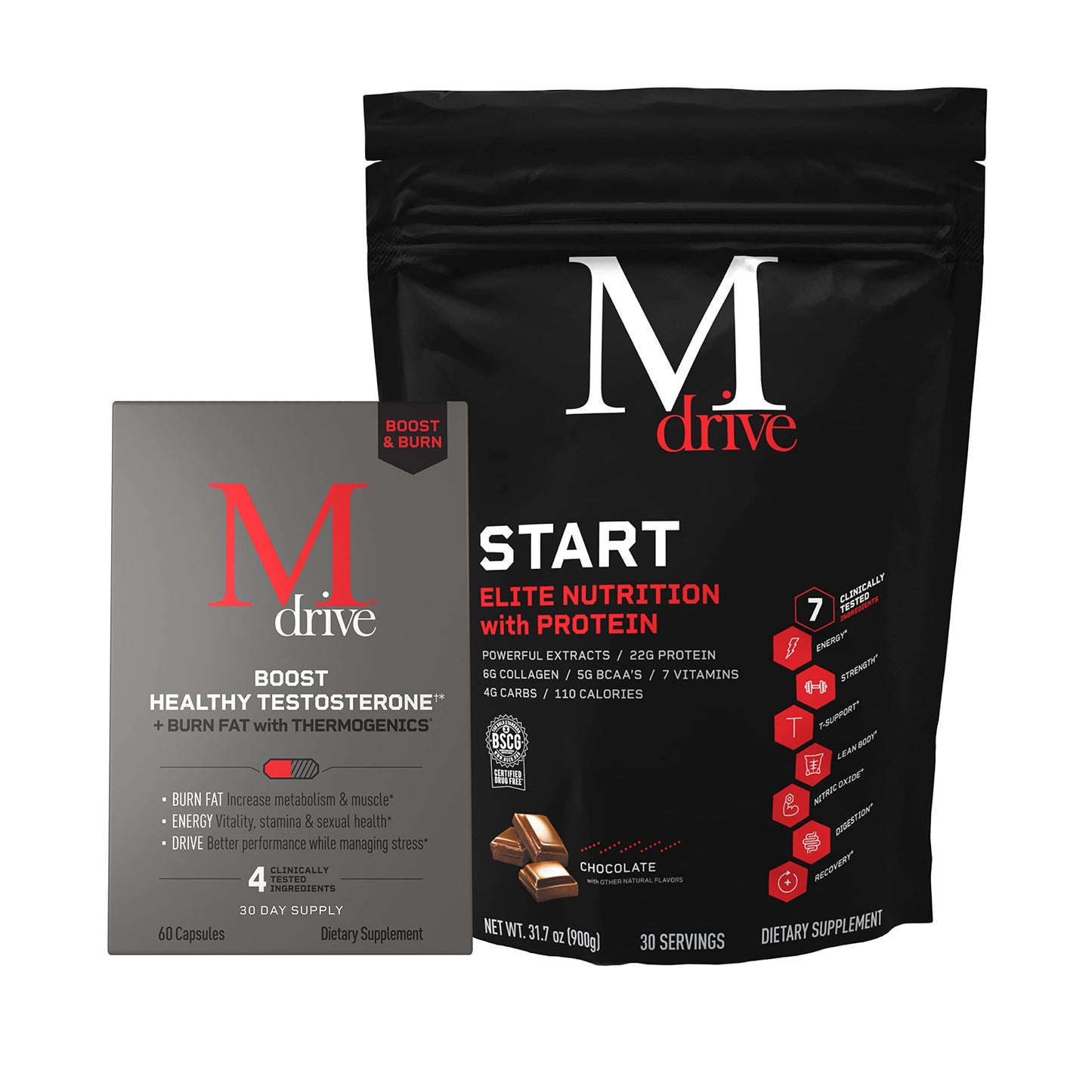 Mdrive Boost & Burn for Men Start Everyday Nutrition & Protein Powder - Natural Energy MdriveUS supplements