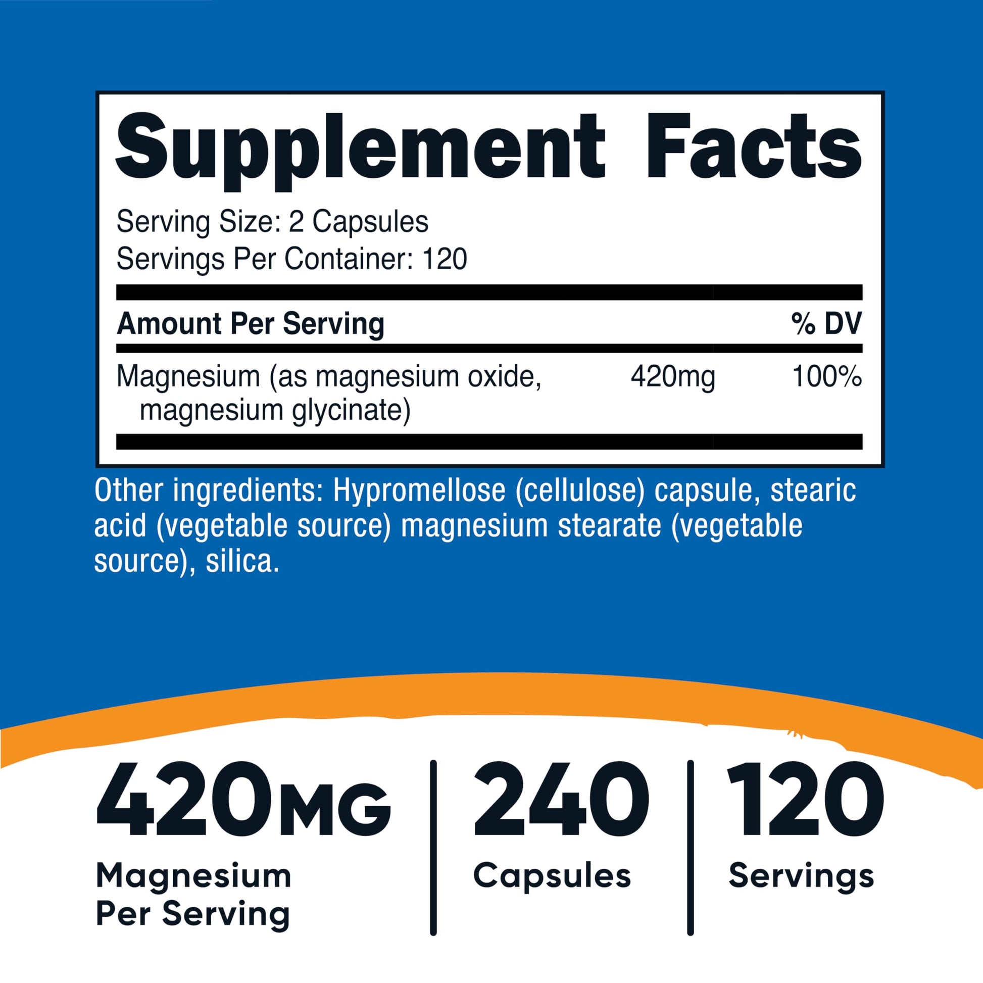 Nutricost Magnesium+ Extra Strength 420mg, 240 Capsules - 120 Servings. Magnesium Oxide and Glycinate - Non-GMO, Gluten Free, Vegan Friendly NutricostAu supplements
