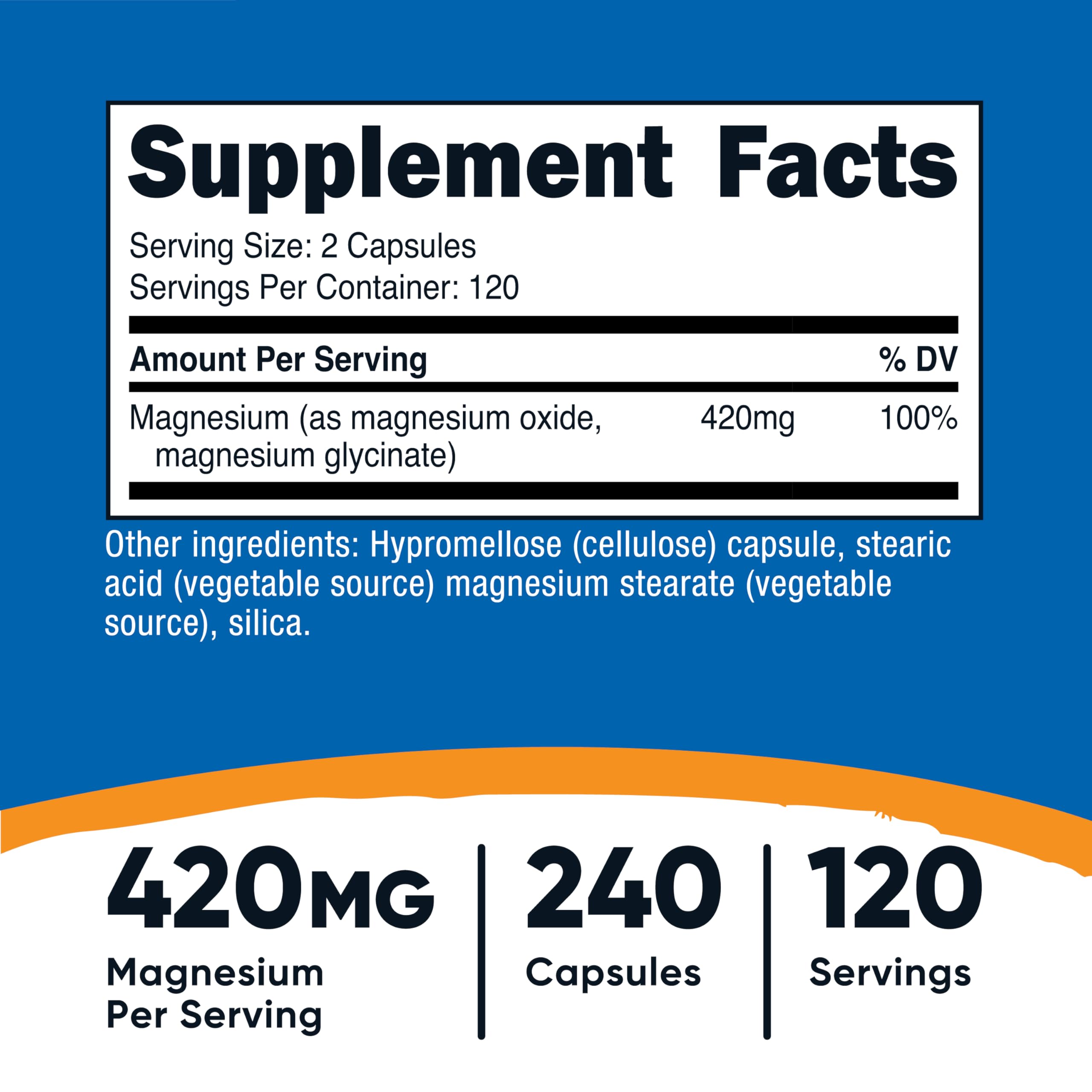 Nutricost Magnesium+ Extra Strength 420mg, 240 Capsules - 120 Servings. Magnesium Oxide and Glycinate - Non-GMO, Gluten Free, Vegan Friendly NutricostAu supplements
