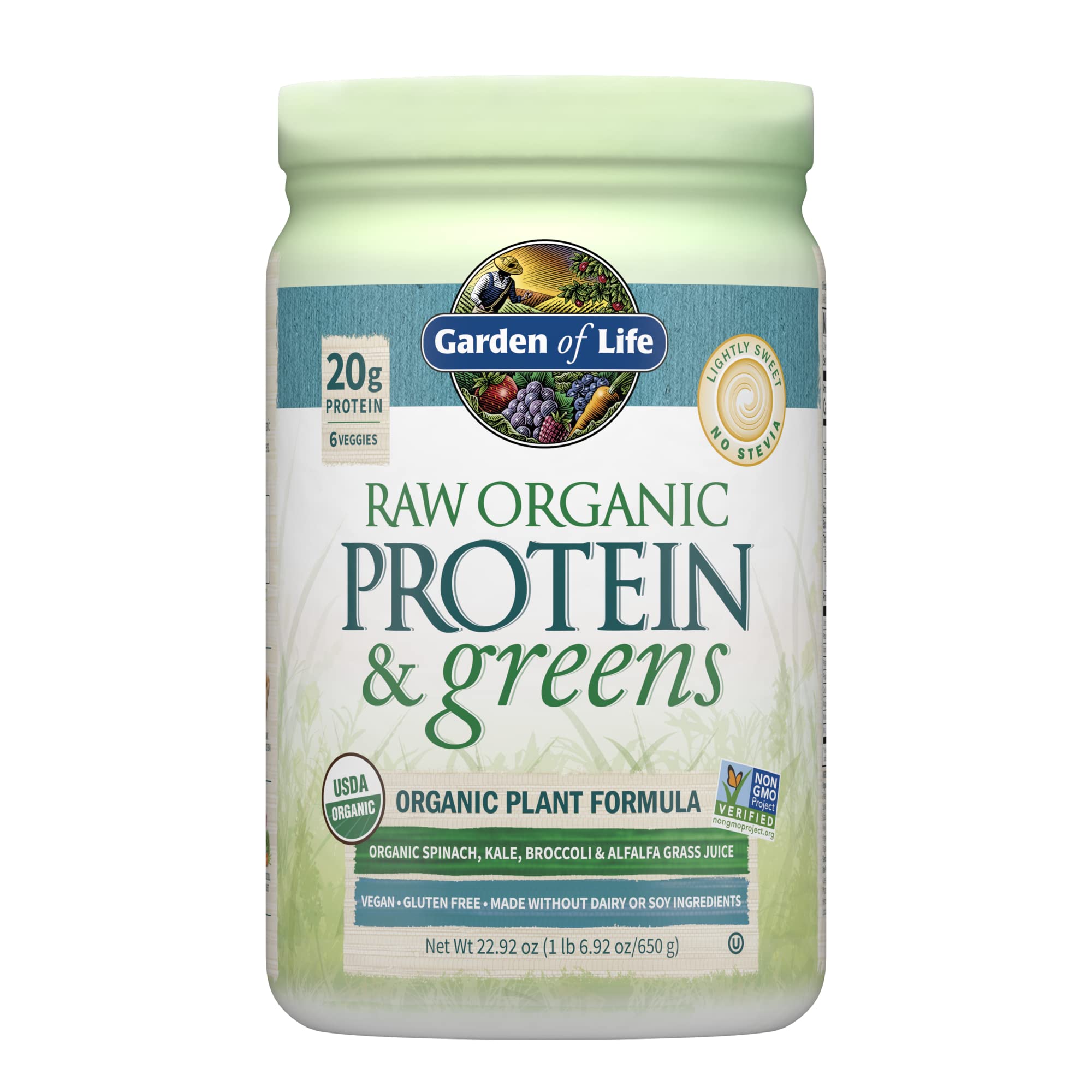 Garden of Life Raw Organic Protein & Greens Lightly Sweet, Vegan Protein Powder Garden of LifeUS supplements