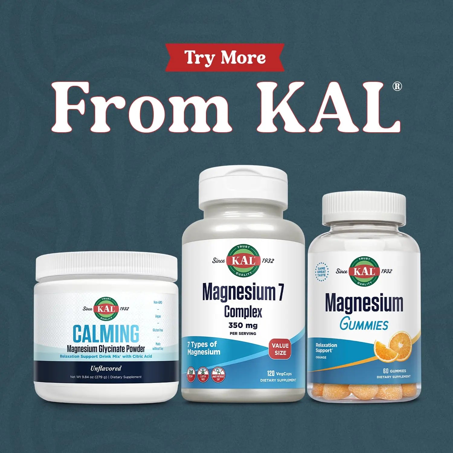 KAL Magnesium Complex 7 - Total Complex with Magnesium Glycinate, Citrate, Malate and More - Relaxation and Whole Body Support Supplements - Vegan, 60-Day Guarantee - 60 Servings - 120 VegCaps KALnz supplements