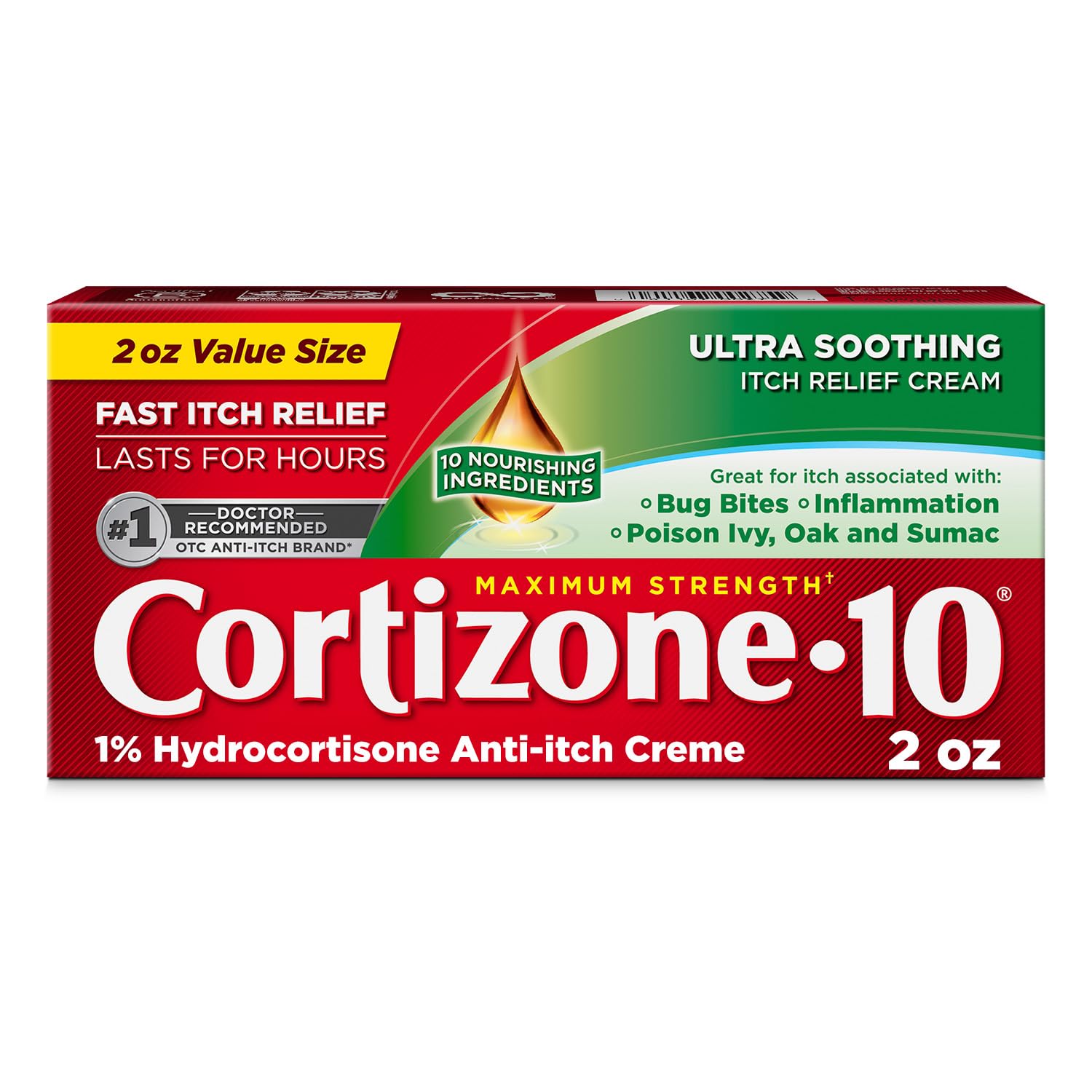 Cortizone-10 Maximum Strength Ultra Soothing Itch Relief Cream, 1% Hydrocortisone, Fast-Acting, Anti-Itch Cream for Bug Bites, Rash, Eczema, Psoriasis, Poison Ivy, Oak, Sumac & More, 2 oz Cortizone 10Au supplements