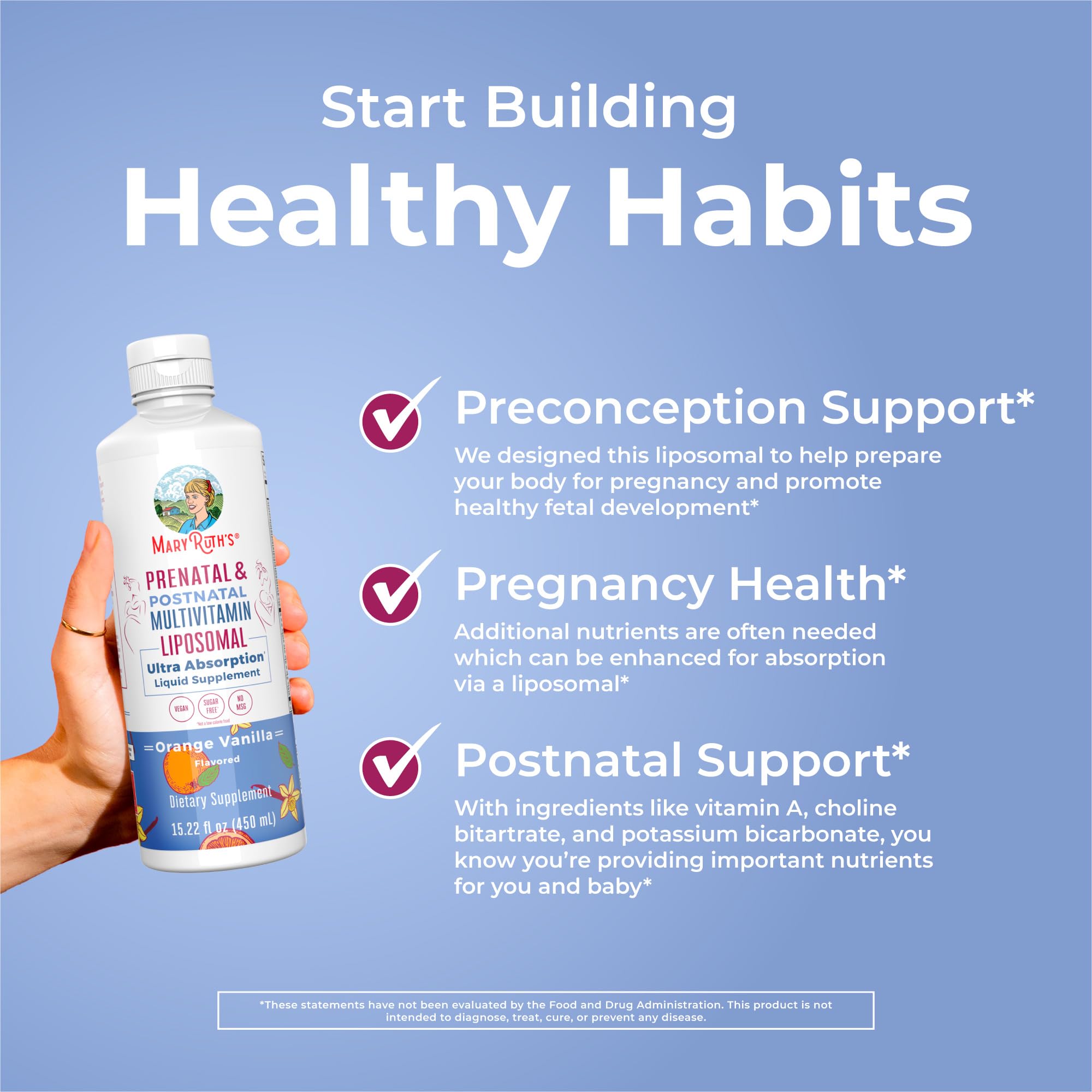 MaryRuth Organics Prenatal & Postnatal Multivitamin for Women | Sugar Free | Formulated for Pre-Conception, Pregnancy & Nursing | Prenatal Vitamins | Vegan | Non-GMO | Gluten Free | 30 Servings MARYRUTH'SUS supplements