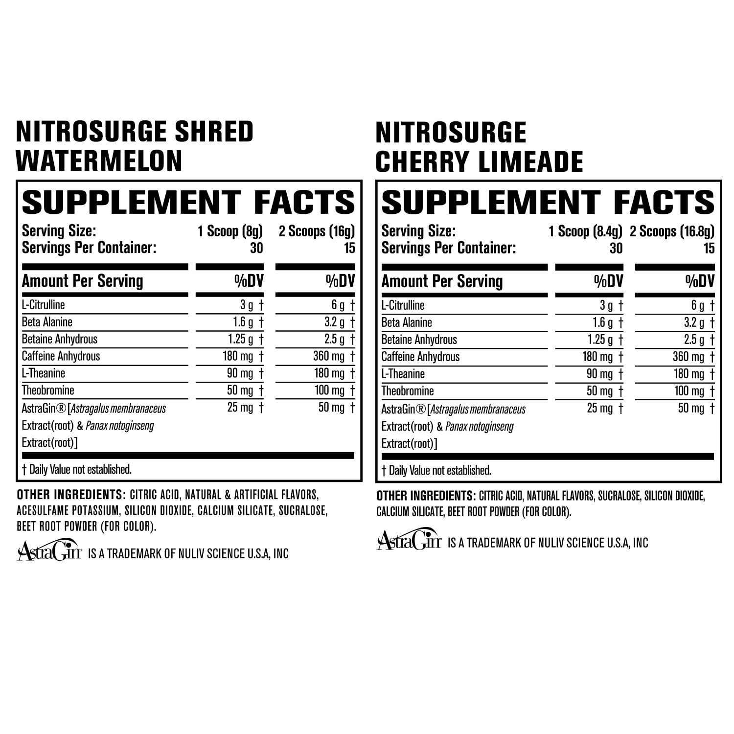 Jacked Factory Nitrosurge Pre-Workout in Cherry Limeade & Watermelon Nitrosurge Shred Jacked FactoryAu supplements