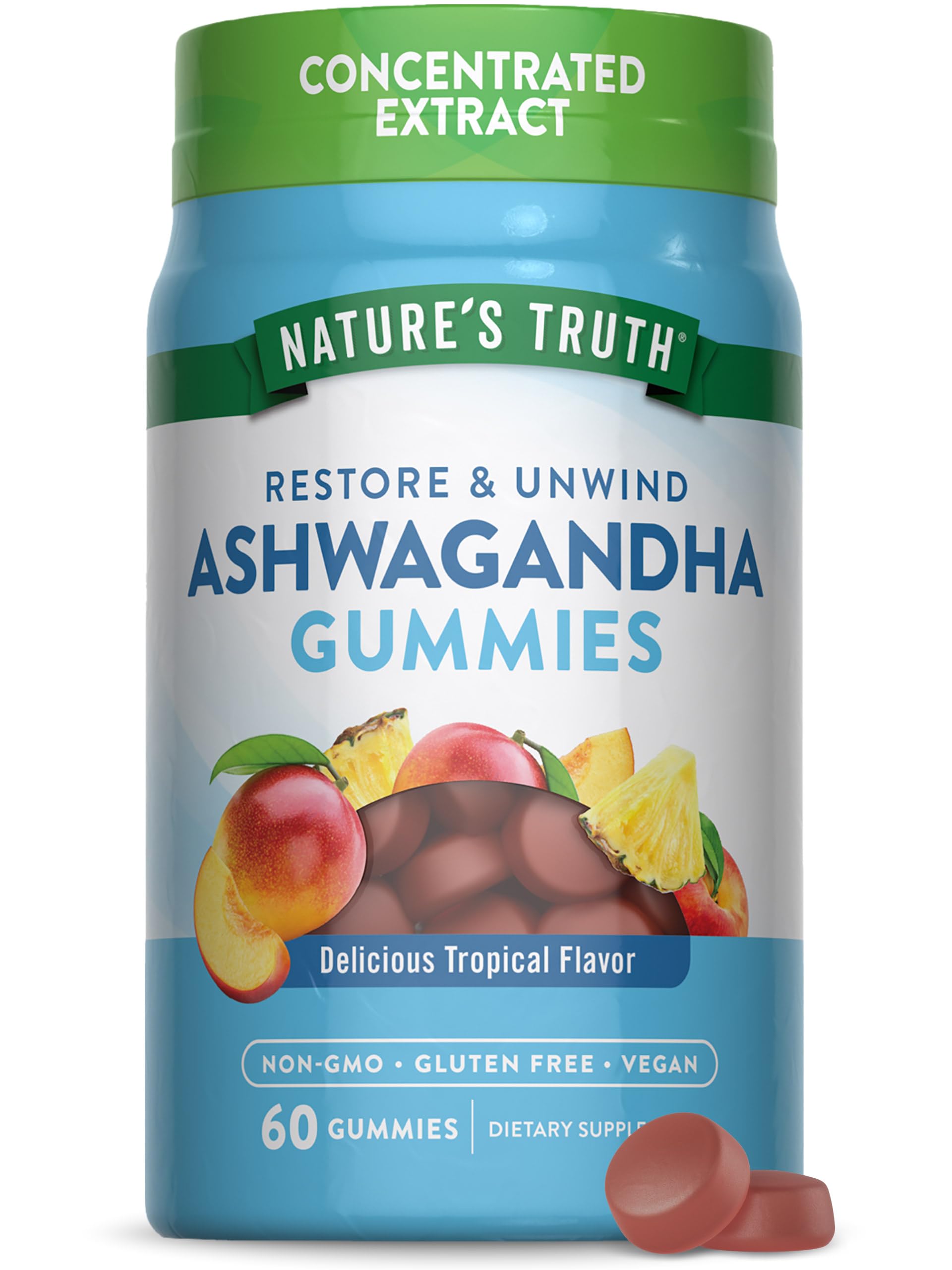 Nature's Truth Ashwagandha Gummies | 60 Count | Tropical Flavor | Vegan, Non-GMO, & Gluten Free Supplement Nature's TruthAu supplements