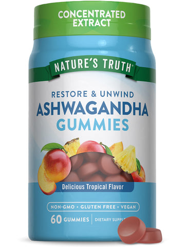 Nature's Truth Ashwagandha Gummies | 60 Count | Tropical Flavor | Vegan, Non-GMO, & Gluten Free Supplement Nature's TruthAu supplements