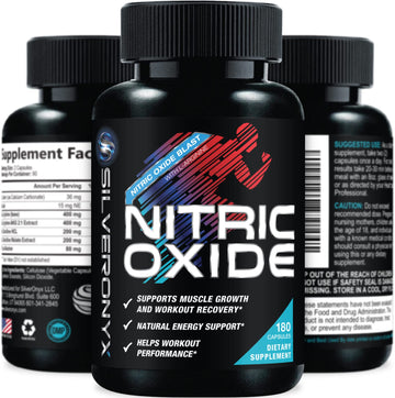 Extra Strength Nitric Oxide Supplement L Arginine 3X Strength - Citrulline Malate, AAKG SILVERONYXAu supplements
