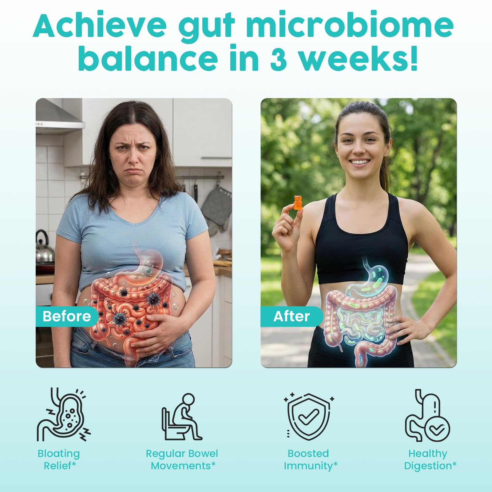 (180 Count) Probiotic Gummies, 19 in 1 Prebiotics Postbiotic Probiotic Gummies, 100 Billion CFU Probiotics for Women Men, Complete Immune, Gut & Digestive Support*, Sugar Free, Vegan HanlisteAu supplements