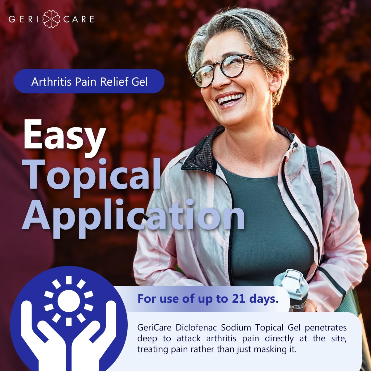 Topical Arthritis Pain Relief Gel Diclofenac Sodium 1% (NSAID) by GeriCare- Hand Wrist Elbow Foot Ankle Knee Extra-Strength Arthritis Pain Reliever- Anti-inflammatory Arthritis Pain Treatment- 3.53oz GeriCareAu supplements