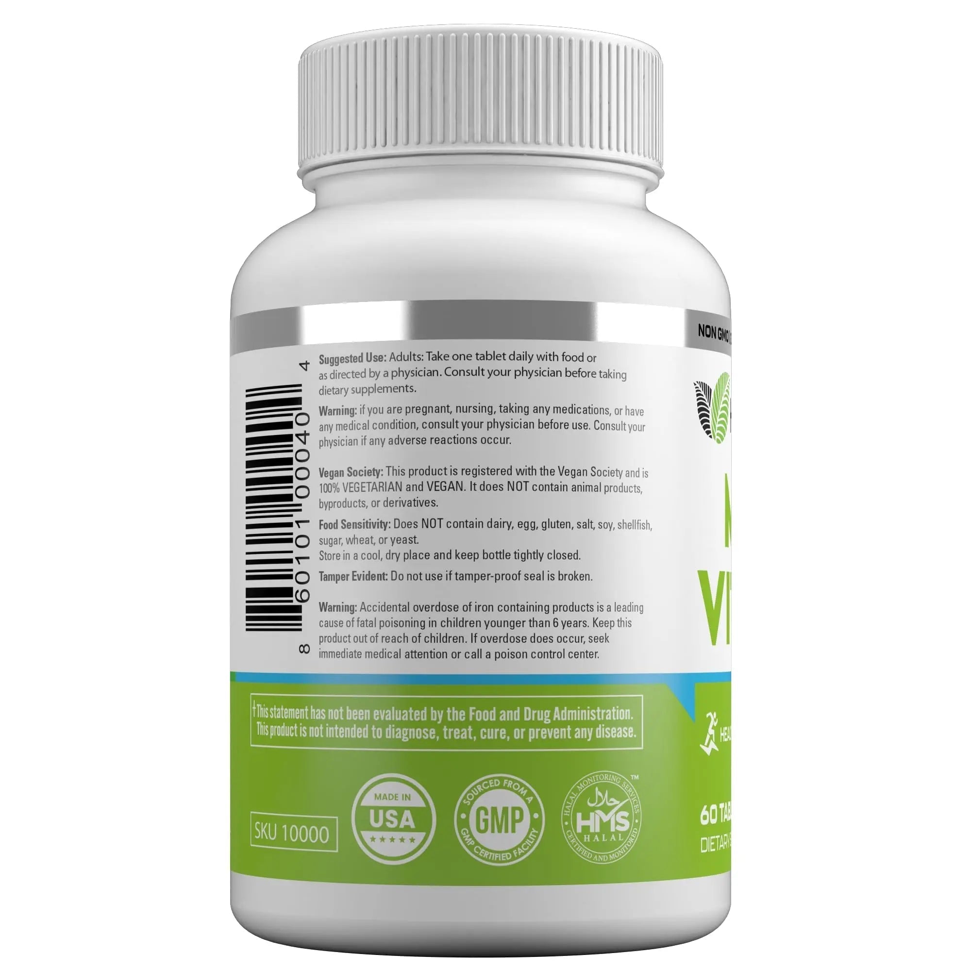 HAYAT Vitamins Vegan Natural Multivitamin, Daily Vitamins with Vitamin A, C, D, E, B1, B2, B3, B6, B12, Biotin, Zinc and More, 2 Month Supply, All Natural HAYATAu supplements
