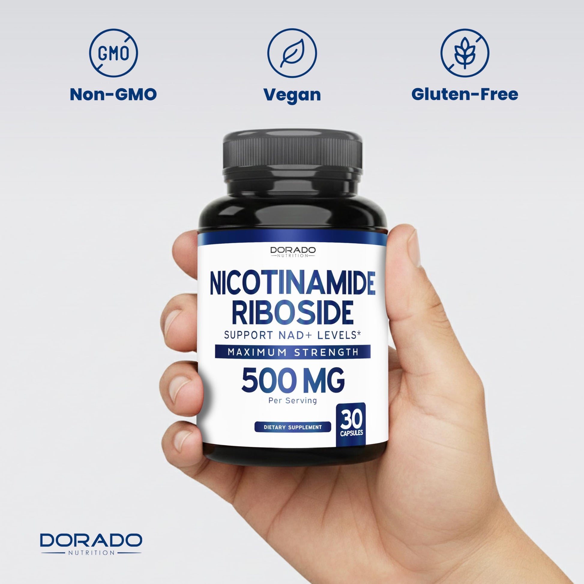 Nicotinamide Riboside 500mg (30 Count) NAD Supplement - NR Supplement For Women & Men to Support NAD+ Levels - NAD Booster - Third Party Tested - Vegan Safe, Non GMO & USA Made (30 Capsules) DORADO NUTRITIONAu supplements