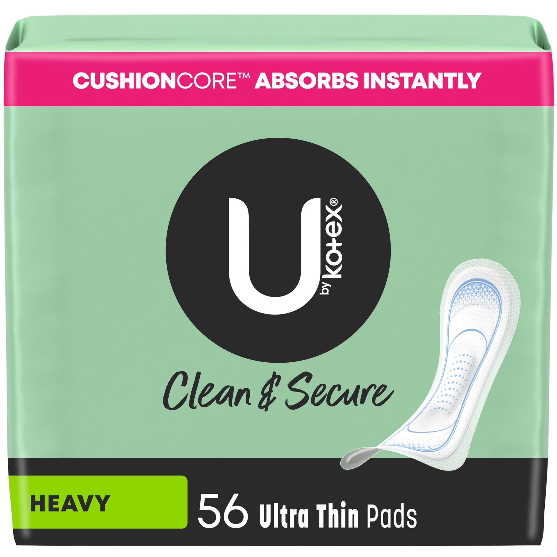 U by Kotex Clean & Secure Ultra Thin Pads, Heavy Absorbency, 56 Count (Packaging May Vary) U by KotexAu supplements