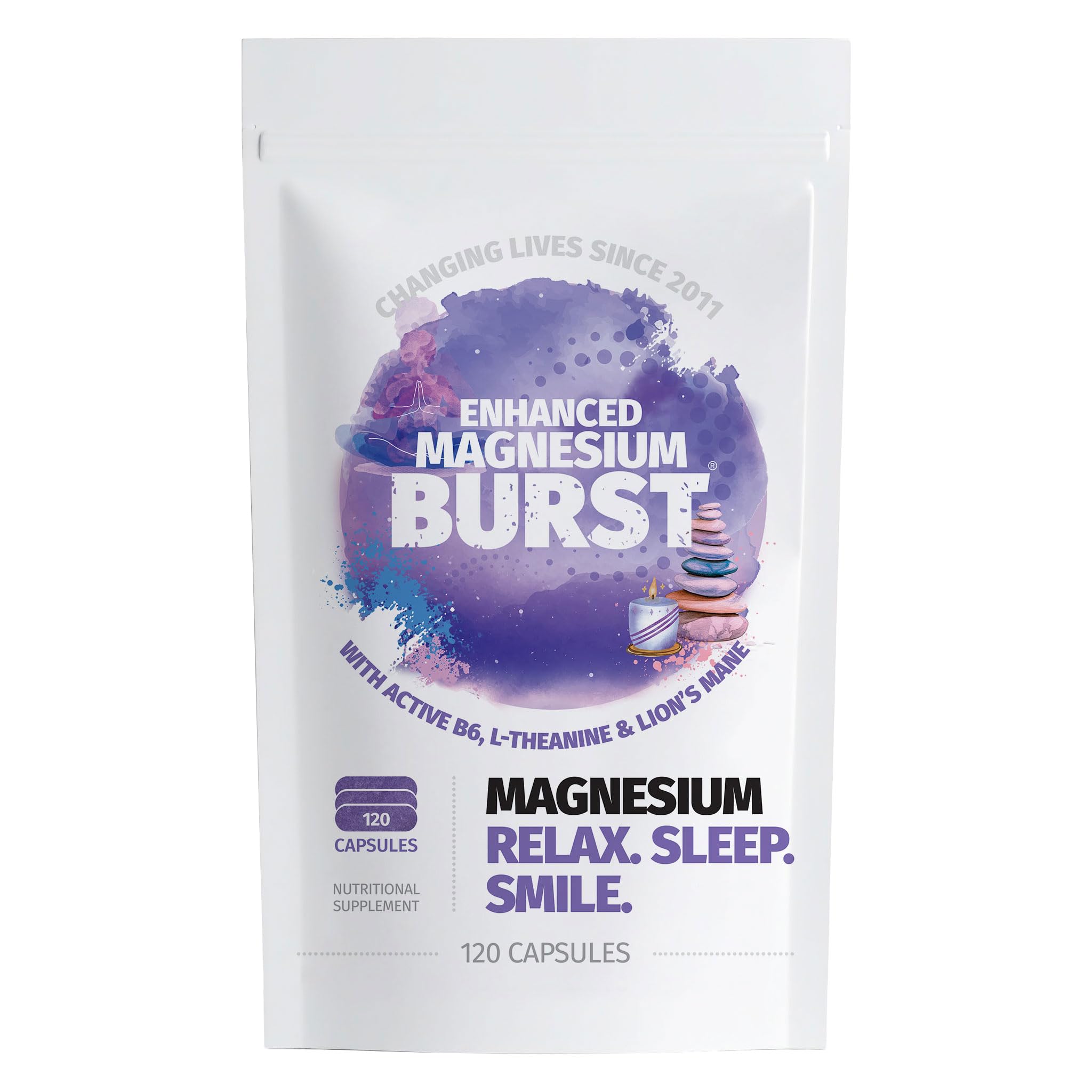 Enhanced Magnesium (Capsules) | Precise 300mg per Serving | Enhancement Blend: Organic Lion's Mane Extract, L-theanine, Active Vitamin B6 | 120 Capsules - by Organic Burst Organic BurstAu supplements