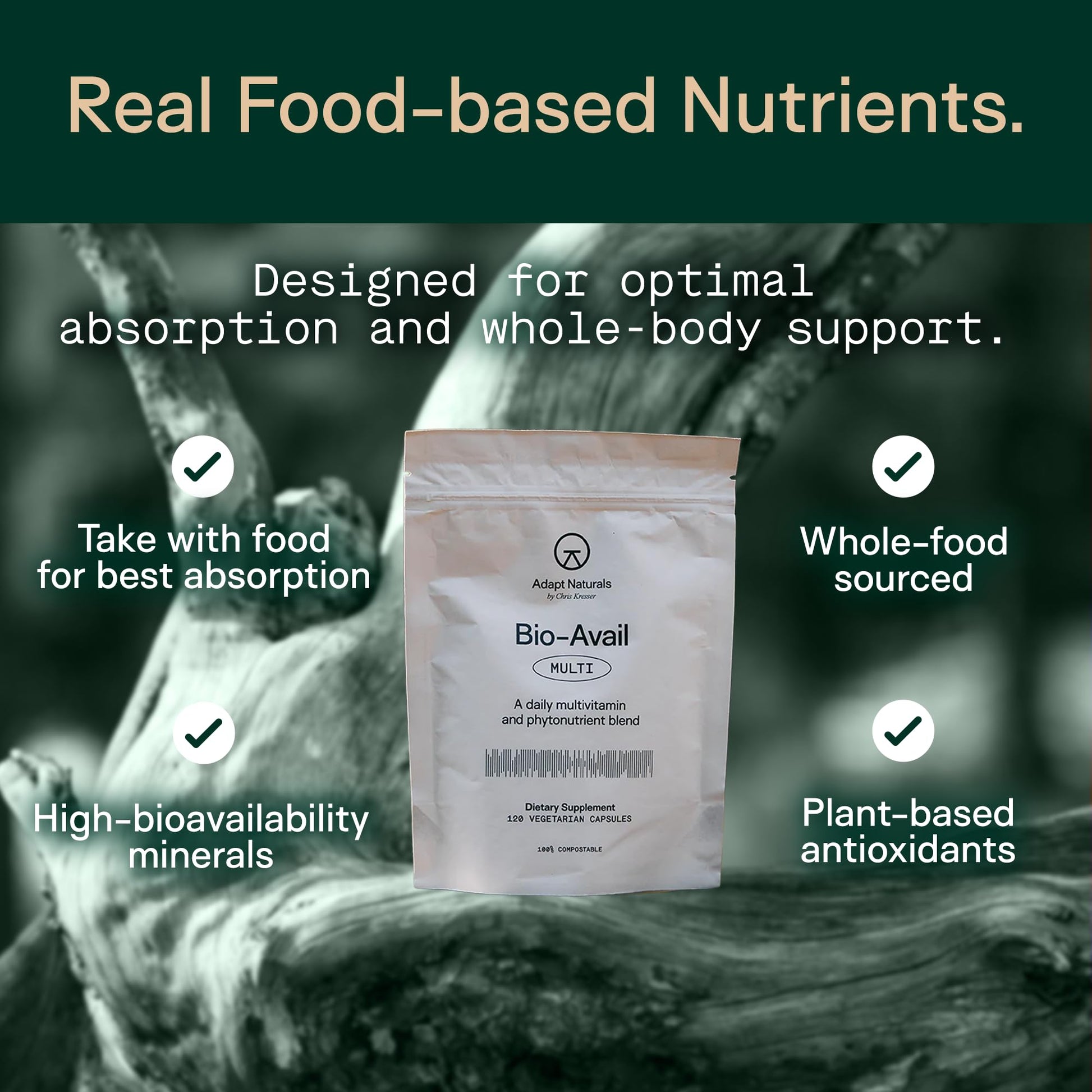 Adapt Naturals Multivitamin for Women & Men, Bioavailable Easy-to-Absorb Multivitamin Daily Supplement with Biotin, Niacin, Vitamin A, B, C, D, E, K1, Zinc, Magnesium - Immune Support - 30 Day Supply ADAPT NATURALS BY CHRIS KRESSERAu supplements