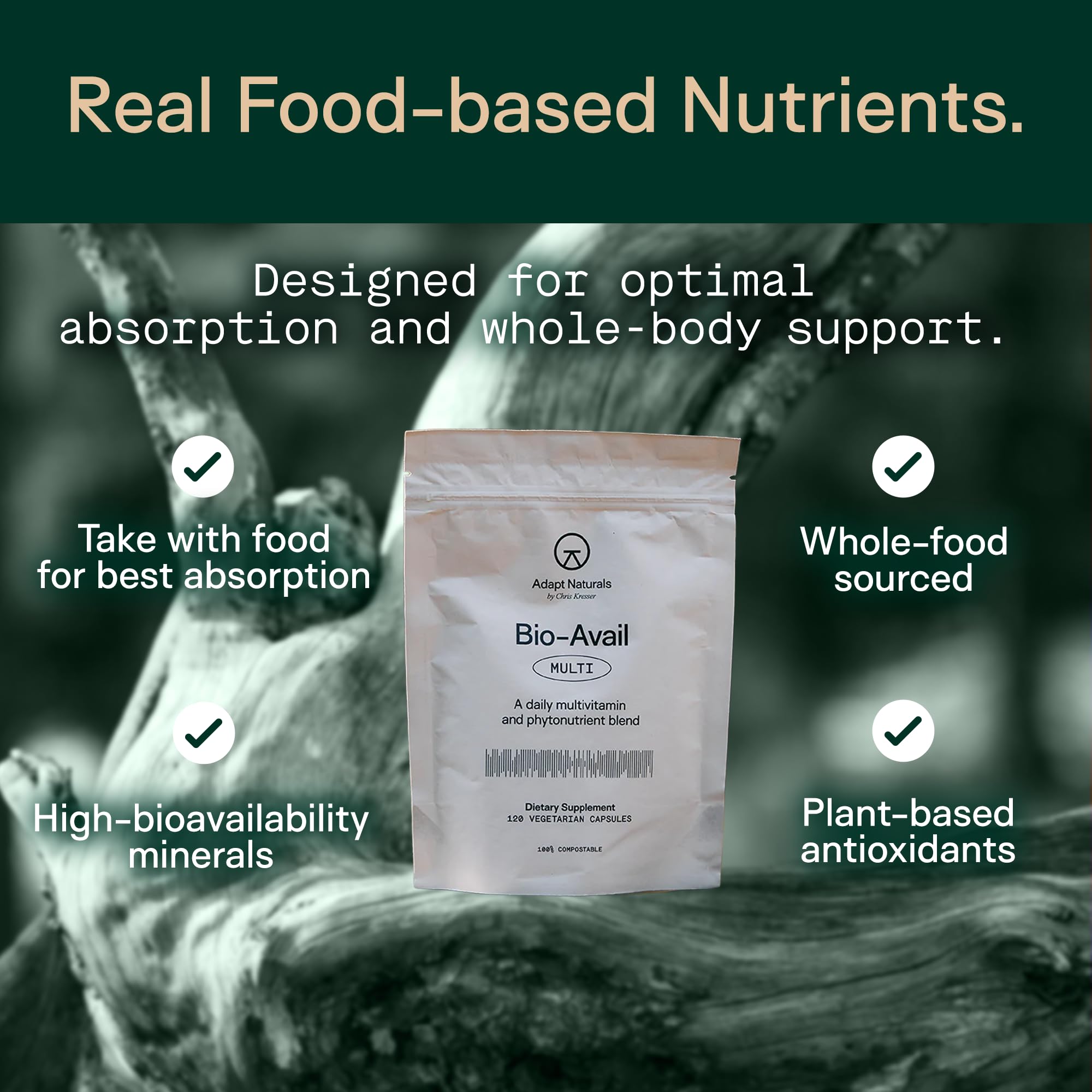 Adapt Naturals Multivitamin for Women & Men, Bioavailable Easy-to-Absorb Multivitamin Daily Supplement with Biotin, Niacin, Vitamin A, B, C, D, E, K1, Zinc, Magnesium - Immune Support - 30 Day Supply ADAPT NATURALS BY CHRIS KRESSERAu supplements