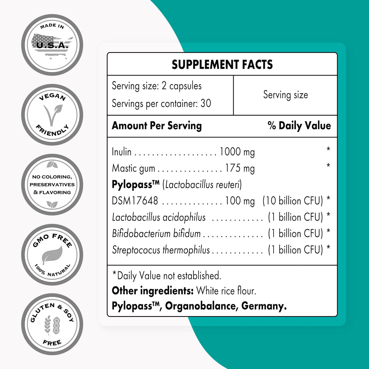 Supersmart - H. Pylori Fight Advanced Formula (Mastic Gum, Probiotics & Prebiotic) SupersmartUS supplements