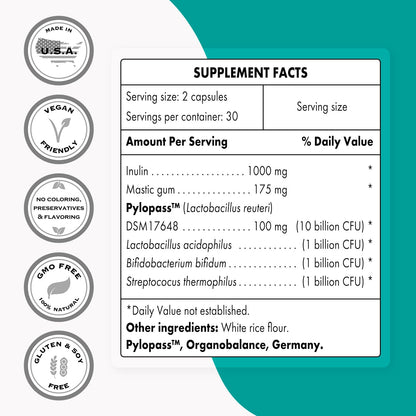 Supersmart - H. Pylori Fight Advanced Formula (Mastic Gum, Probiotics & Prebiotic) SupersmartUS supplements