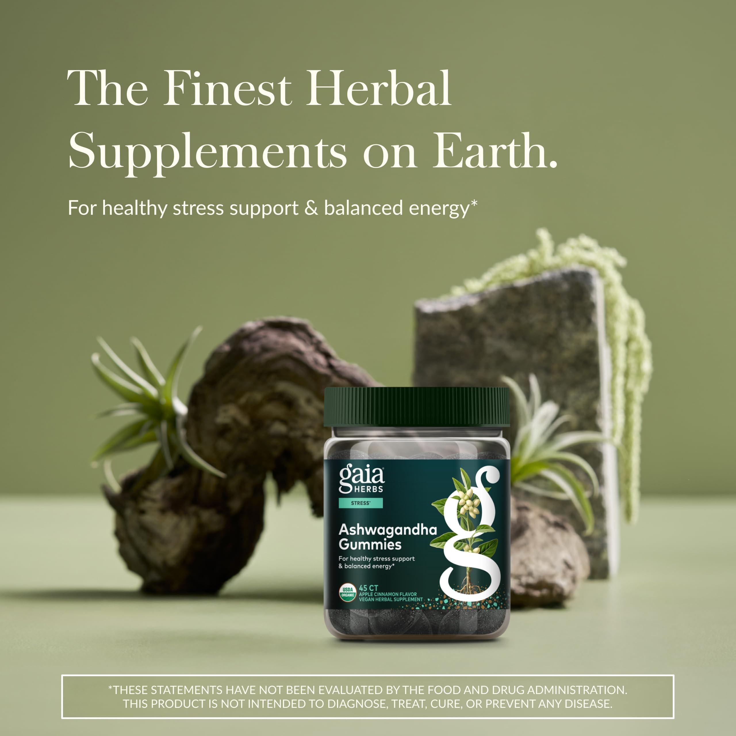 Gaia Herbs Organic Ashwagandha Gummies - Stress Support* - Made with Cinnamon & Ginger - Gluten Free & Vegan - 45 Count (15 Servings) Gaia HerbsAu supplements