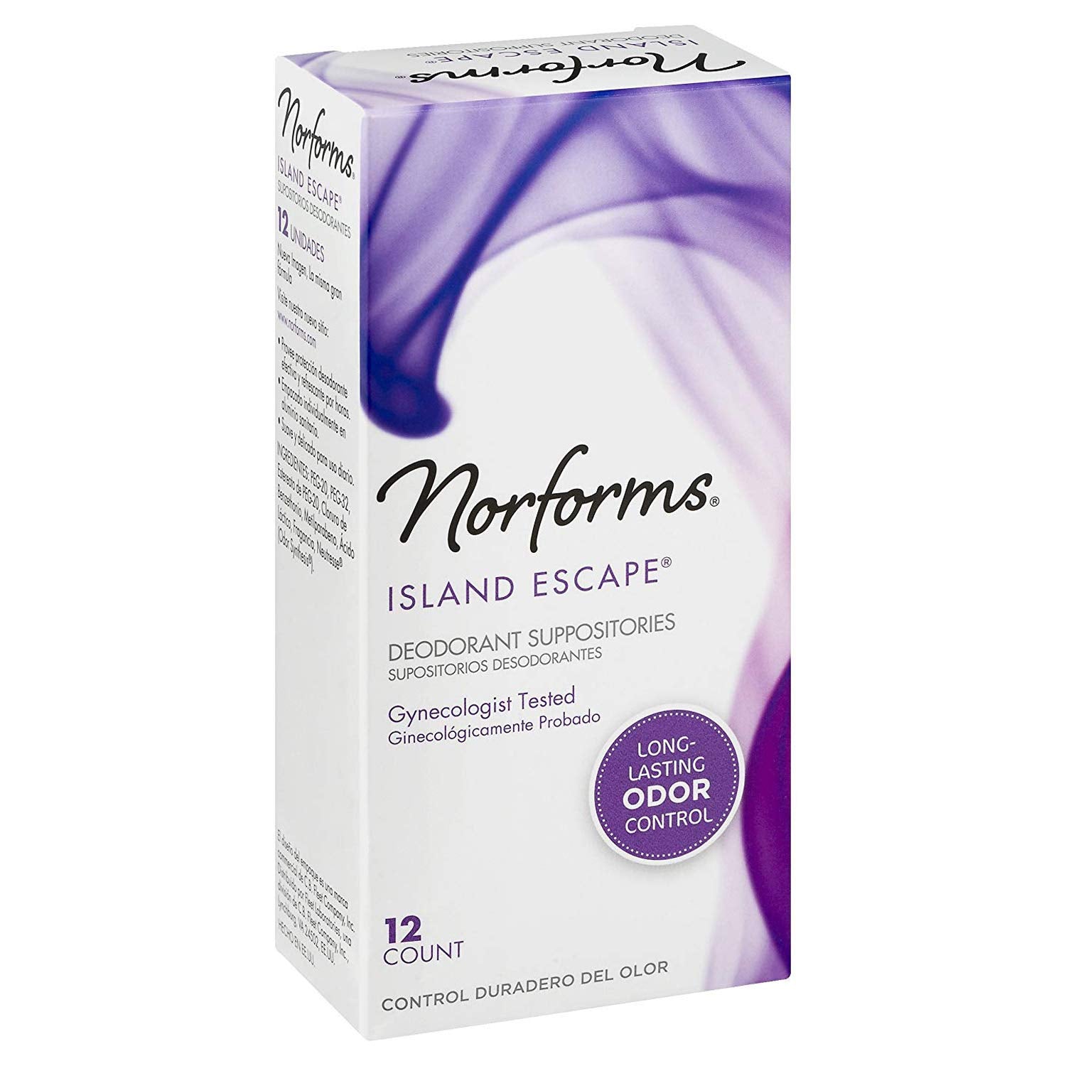 Norforms Feminine Deodorant Suppositories, Long Lasting Odor Control, Island Escape Scent, 12 Count NorformsAu supplements
