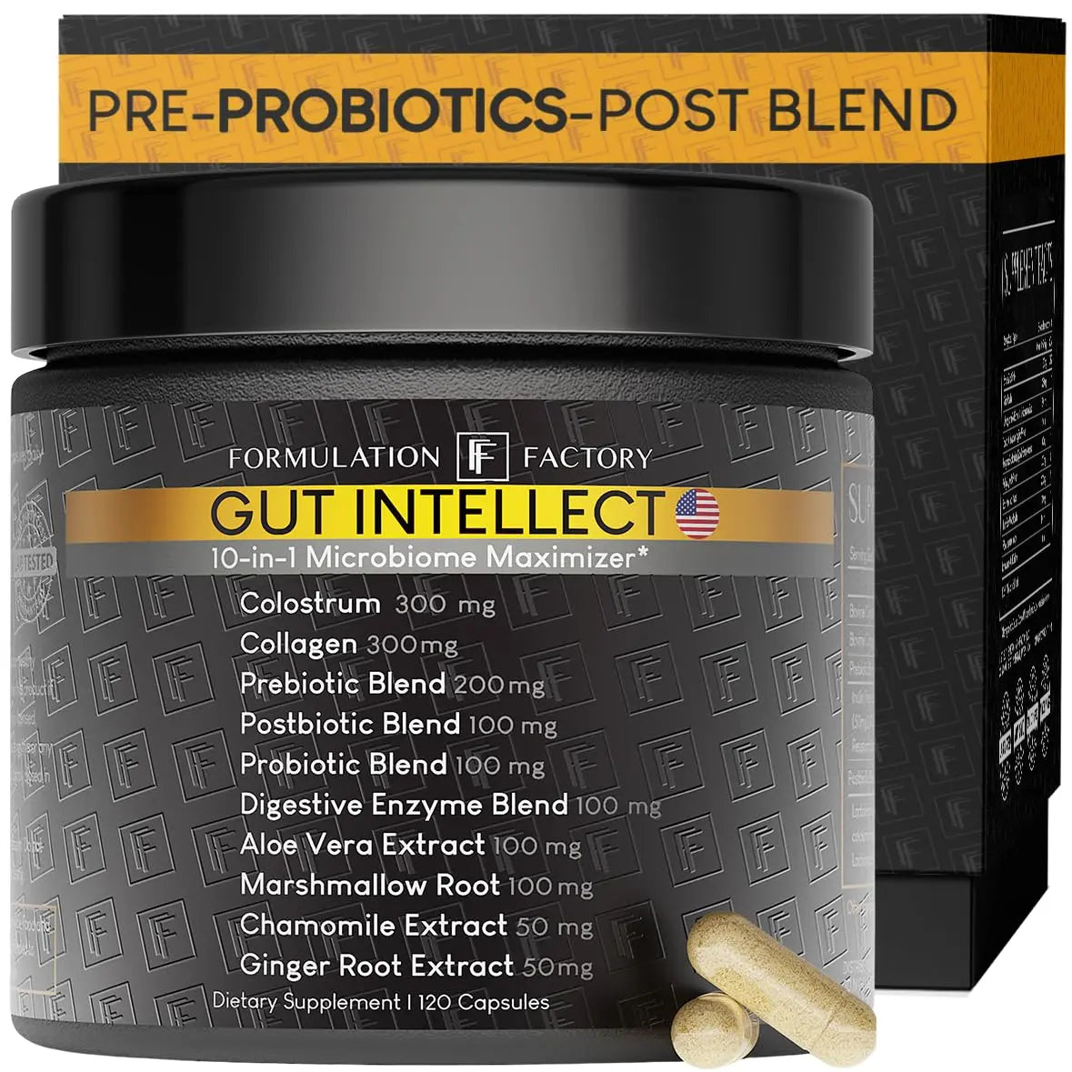Formulation Factory Probiotics for Women & Men - Gut Intellect 10-in-1 Digestive Enzymes with Prebiotics and Postbiotics - Total Gut Health Supplement - 120 Capsules, 2 Month Supply Formulation FactoryAu supplements