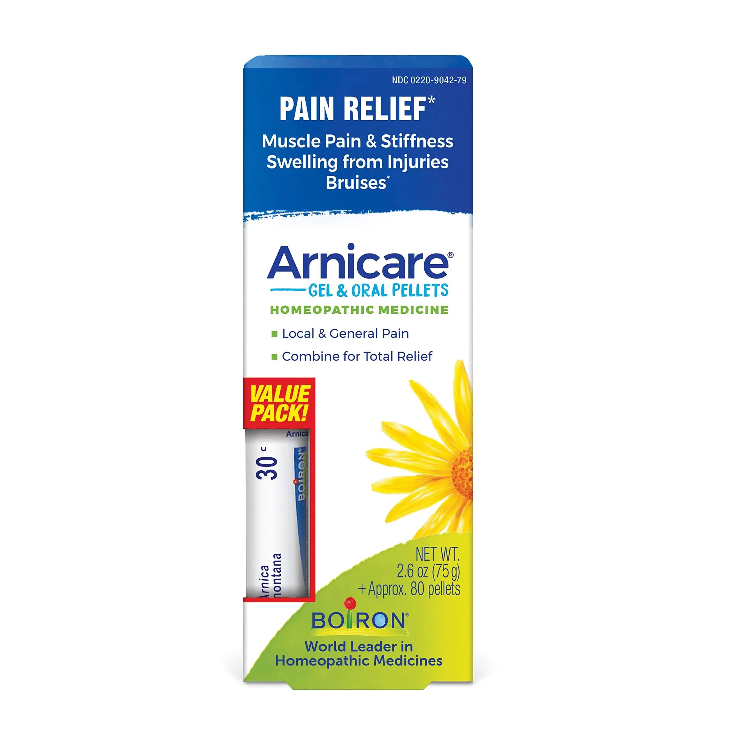Boiron Arnicare Gel and Arnica 30c Value Pack for Pain Relief, Muscle Soreness, and Swelling from Bruising or Injury - 2.6 oz + 80 Pellet Tube BoironAu supplements