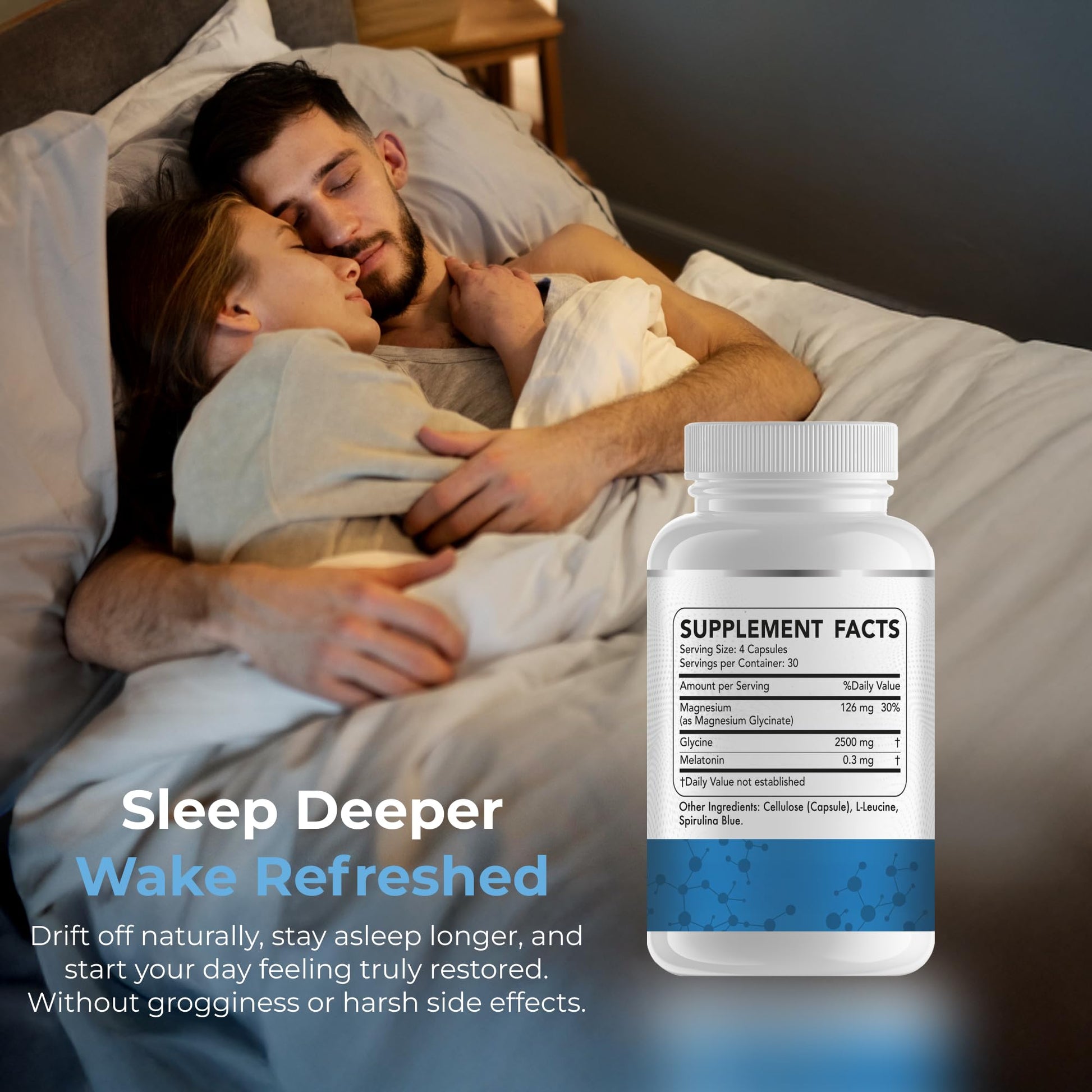 Dr Brad Stanfield Melatonin 300mcg + Magnesium Glycinate 126mg + Glycine 2,500mg for Sleep (120 Count, 30 Servings) Dr Brad StanfieldAu supplements