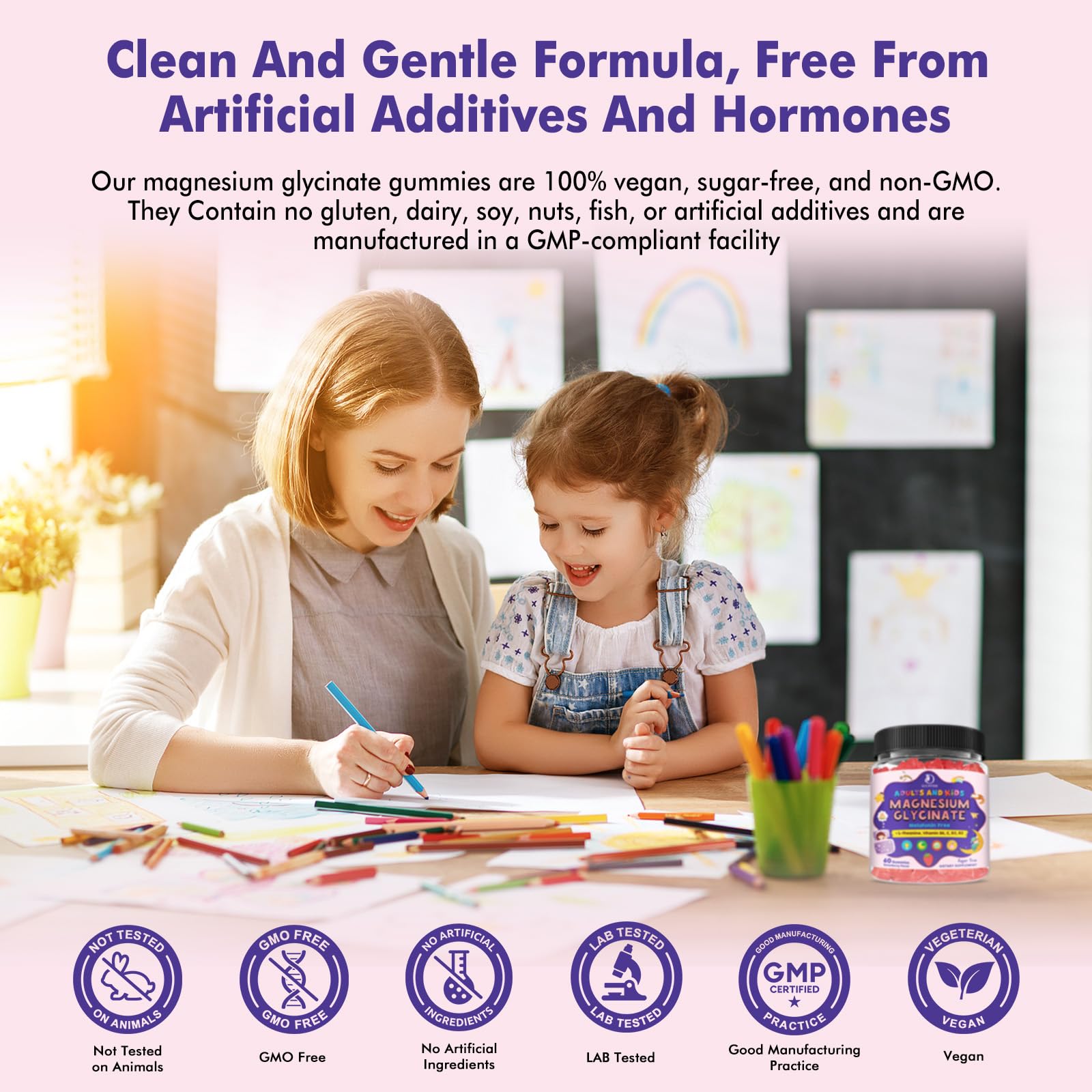 Magnesium Glycinate Gummies for Kids 4+ & Adults- Magnesium Glycinate 150/300 mg for Natural Sleep, Relaxation & Calm Support, Melatonin Free, Sugar Free Strawberry Flavor, 60 Ct LUCNVEMAu supplements
