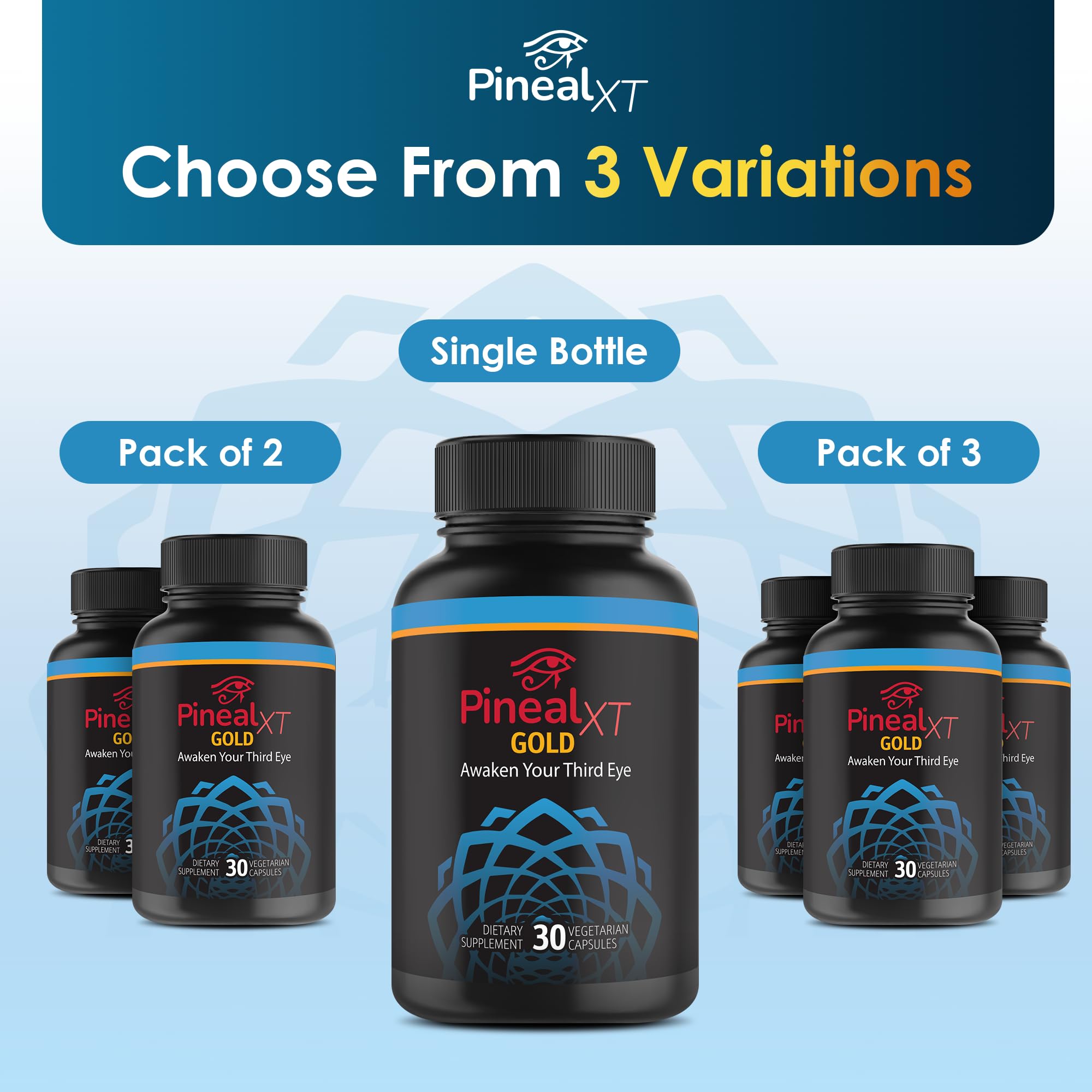 Nutraville Pineal XT Gold - Pineal Gland Supplement - Third Eye Awakening - Focus and Memory Supplement for Brain - 7 Powerful Ingredients Decalcify, Detox, and Activate Your Pineal Gland, 2 Pack NutravilleAu supplements