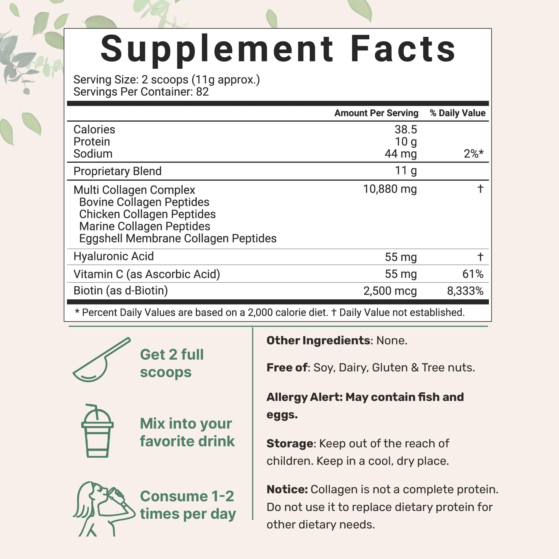 Micro Ingredients Multi Collagen Protein Powder, 2 Pounds – Type I,II,III,V,X with Biotin Micro IngredientsUS supplements