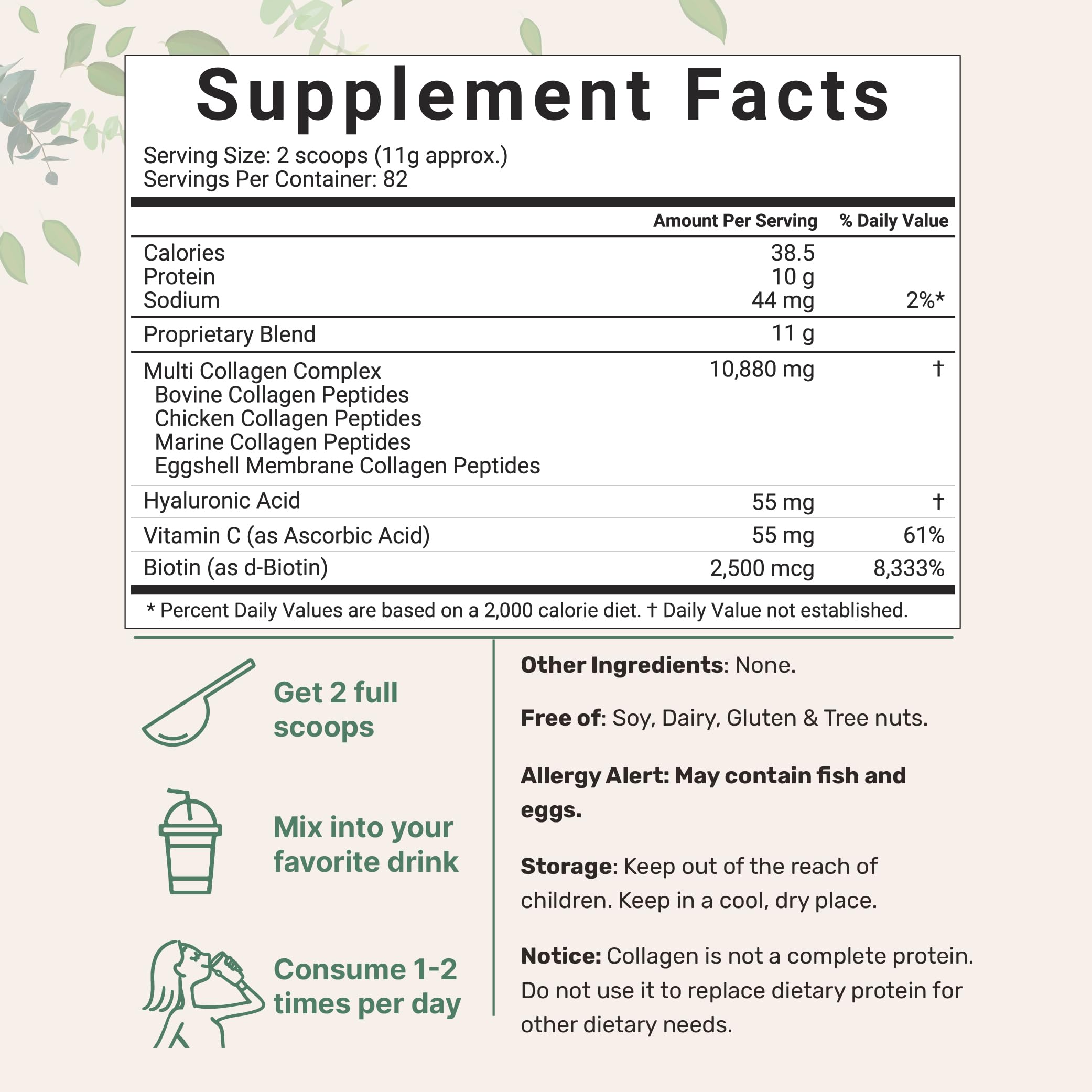 Micro Ingredients Multi Collagen Protein Powder, 2 Pounds – Type I,II,III,V,X with Biotin Micro IngredientsUS supplements