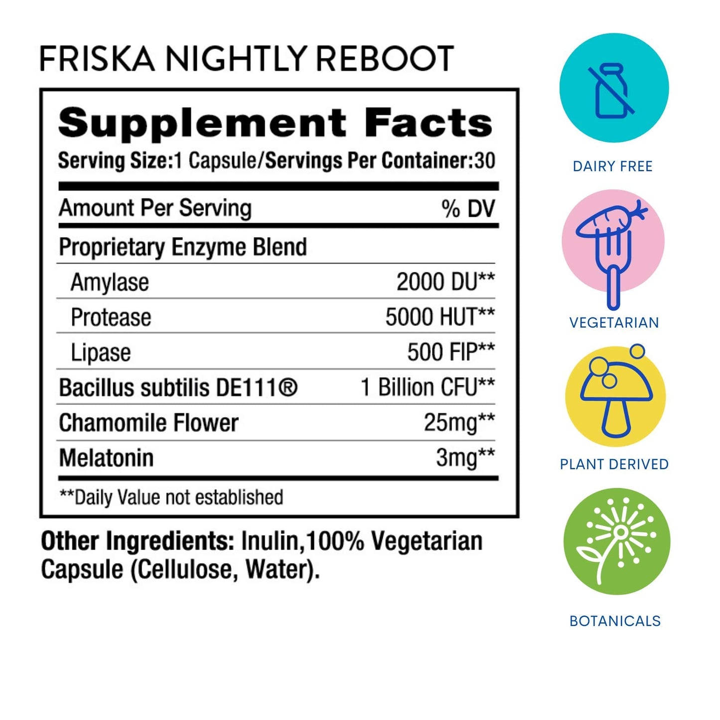 FRISKA Nightly Reboot Enzyme and Probiotics Supplement, Promotes Better Digestion FR!SKAUS supplements
