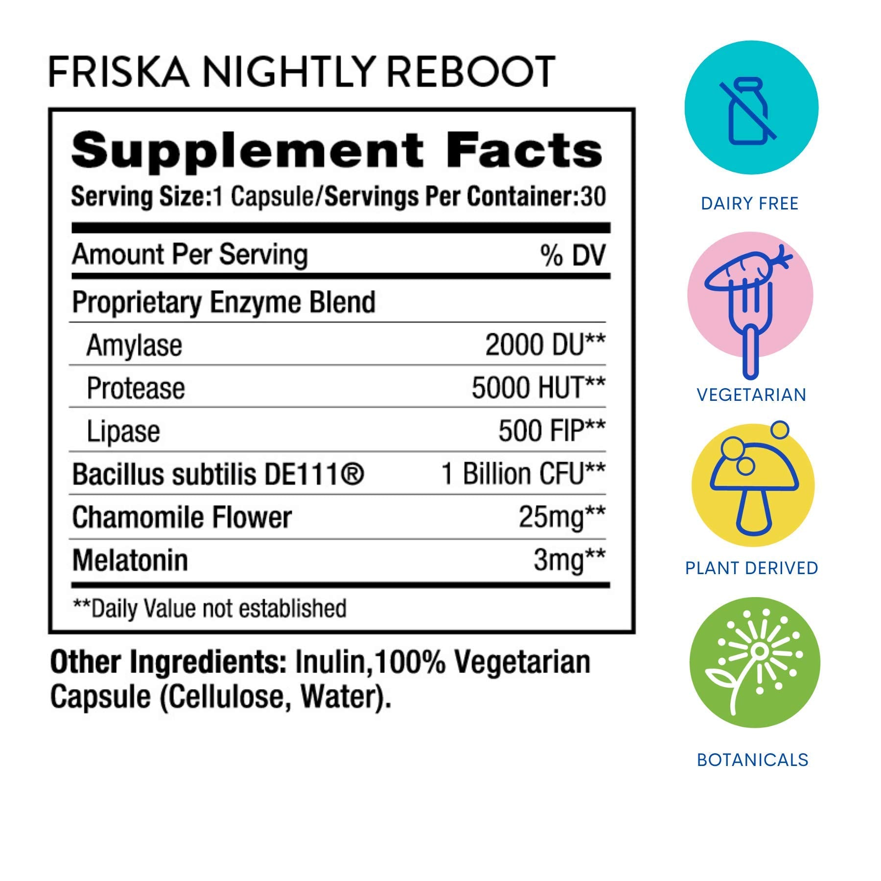 FRISKA Nightly Reboot Enzyme and Probiotics Supplement, Promotes Better Digestion FR!SKAAu supplements