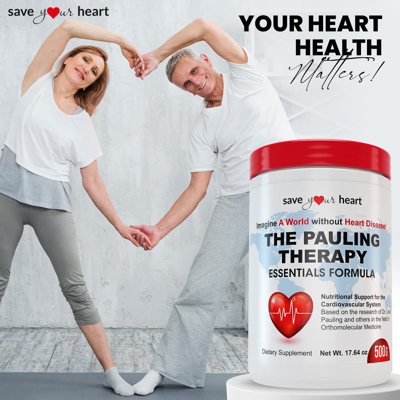 SAVE YOUR HEART Cardio Heart Health Powder Supplement - The Pauling Therapy Essentials Formula (PTEF) Healthy Vitamin C, B-12, L-Lysine, L-Arginine, Magnesium, Zinc + Vitamins, Minerals & Antioxidants SAVE YOUR HEARTAu supplements