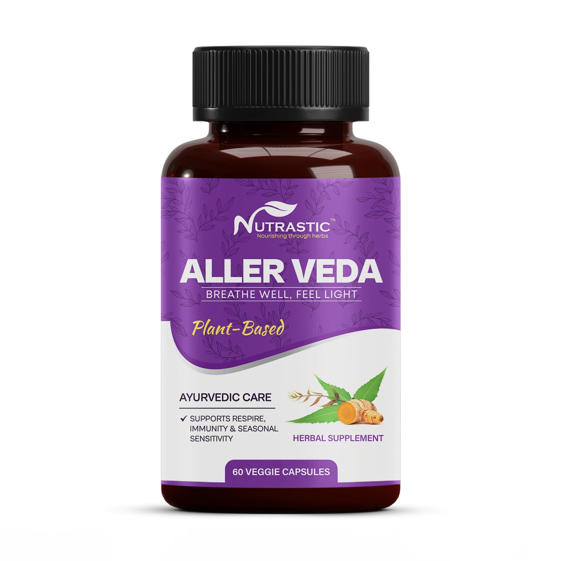 Nutrastic Aller Veda Respiratory Wellness Supplement with Pure Tulsi, Amla, Turmeric, and Neem | Natural Support for Healthy Breathing | 60 Caps NutrasticAu supplements
