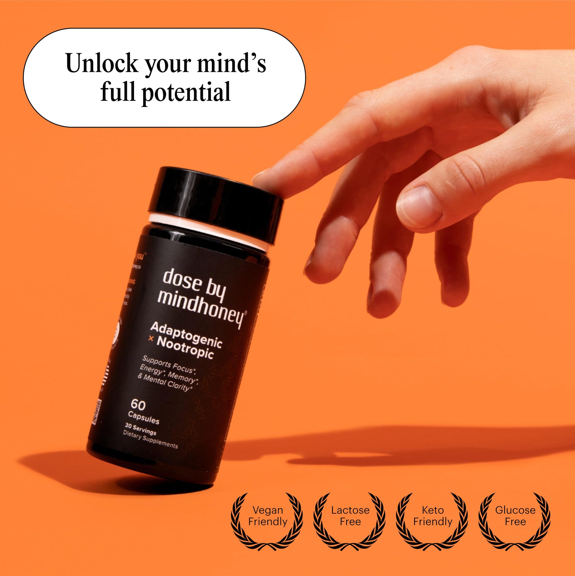 MINDHONEY | DOSE 60 Count, Premium All-in-One Nootropic Brain Supplement | Focus, Mood, Energy, & Memory | Functional Mushrooms & Adaptogens - Lion’s Mane, Ashwagandha, L-Theanine, Bacopa, & Vitamins MINDHONEYAu supplements