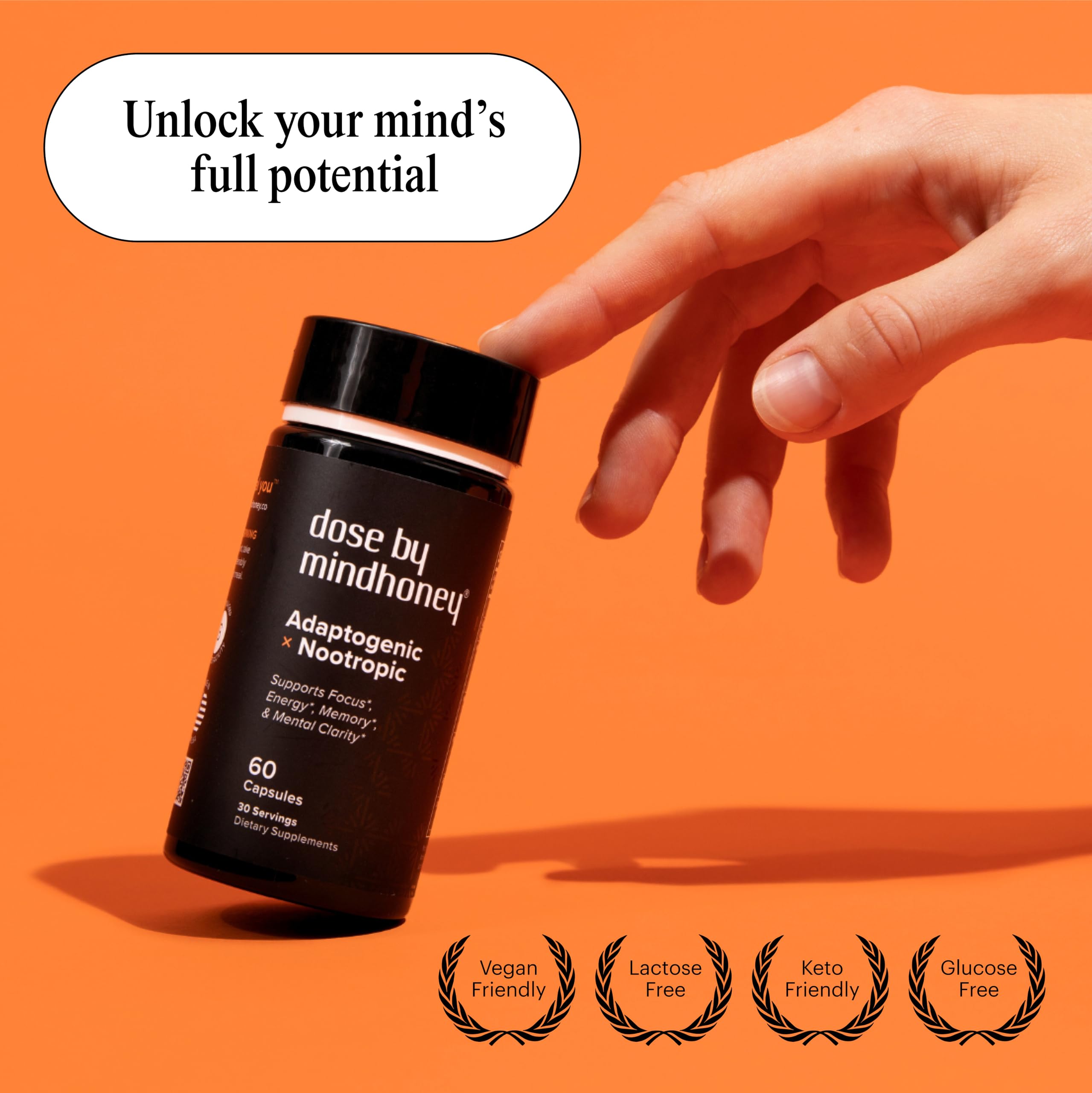 MINDHONEY | DOSE 60 Count, Premium All-in-One Nootropic Brain Supplement | Focus, Mood, Energy, & Memory | Functional Mushrooms & Adaptogens - Lion’s Mane, Ashwagandha, L-Theanine, Bacopa, & Vitamins MINDHONEYAu supplements