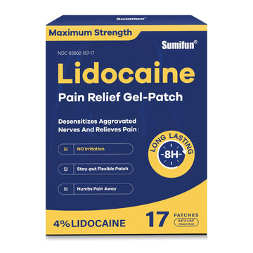 Sumifun 4% Lidocaine Patches Maximum Strength - Pain Relieving Gel Patch for Muscle Soreness, Back Ache, Knee, Neck & Joint Pains - Topical Analgesic (Large, Count, 17) SumifunAu supplements