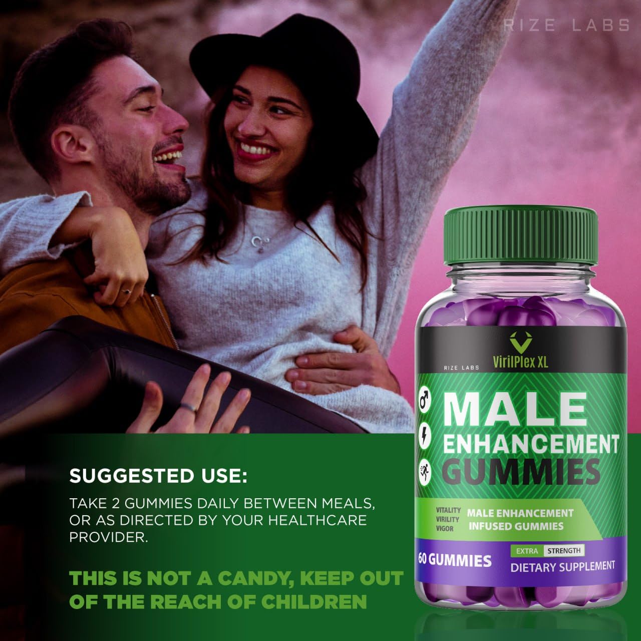 VirilPlex XL Male Performance Gummies, Premium Formula for Health and Wellbeing, VirilPlex XL for Men Gummys to Deliver Peak Performance Benefits, VirilPlexXL Gomitas (60 Gummies) rize labsAu supplements