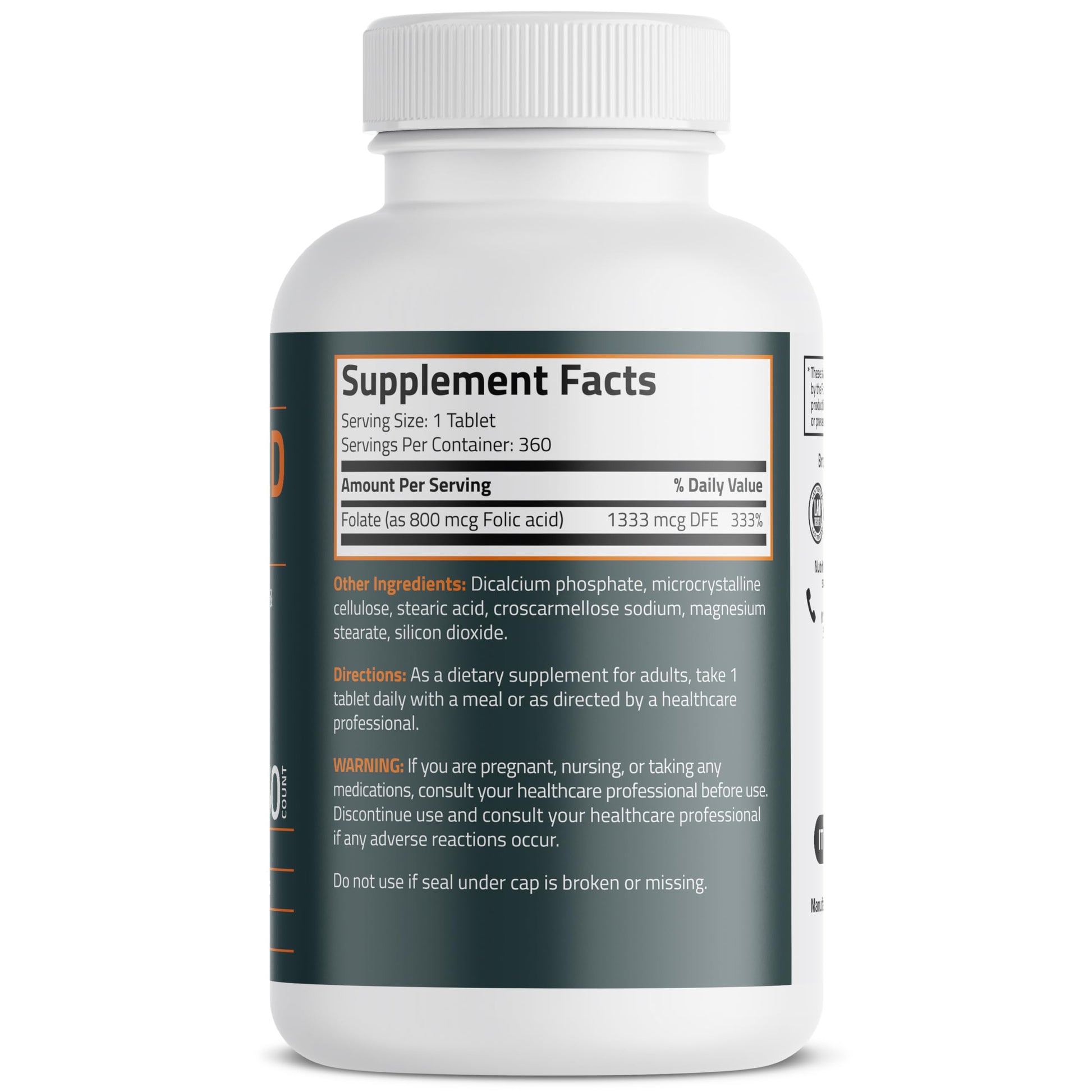 Bronson Folic Acid 800 MCG Supports Prenatal Development, 1 Year Supply, Non-GMO BronsonAu supplements