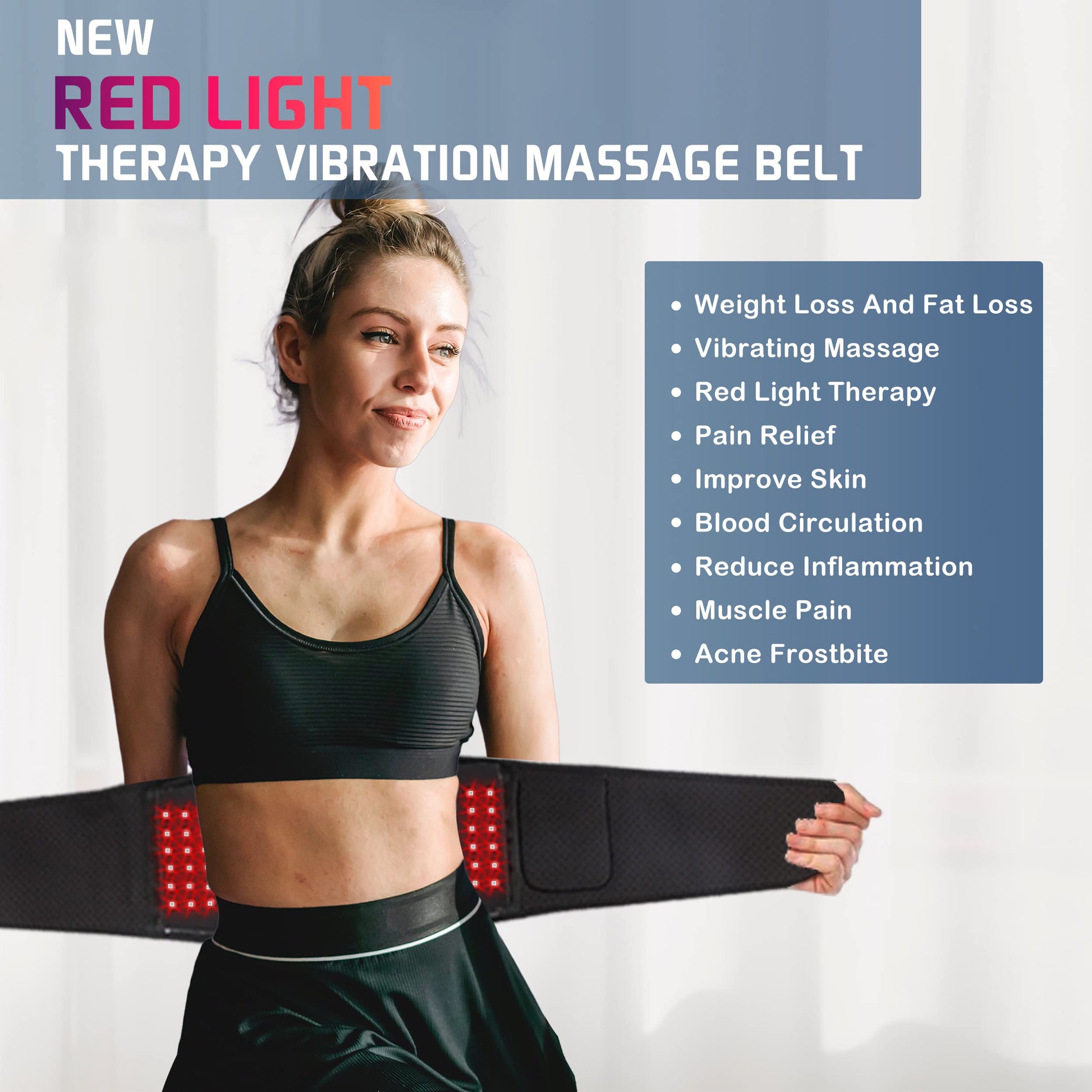 Infrared Red Light Therapy Belt:LED Lamp Vibration Near Body Pain Relief Device Wrap Red FellibayAu supplements