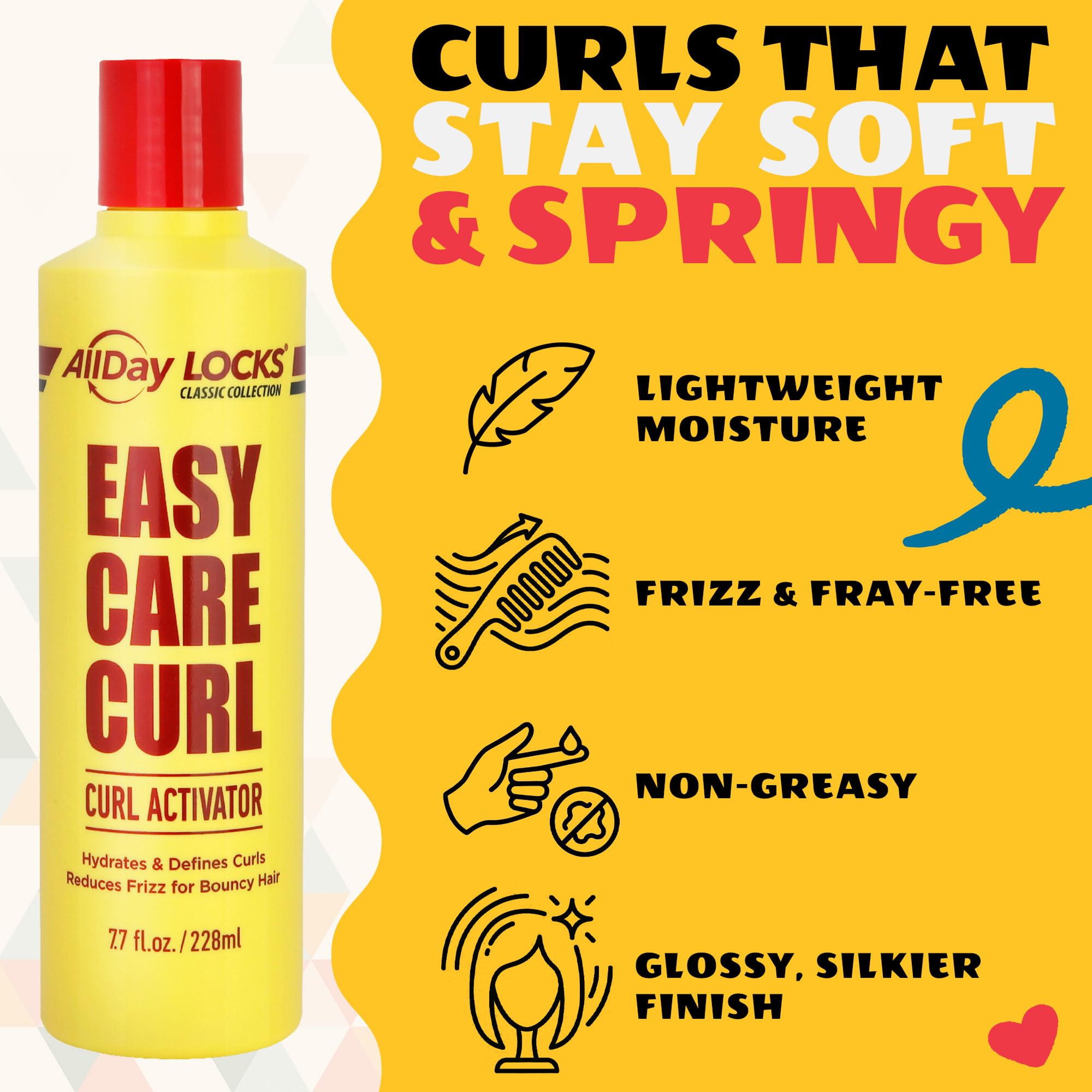 AllDay Locks Classic Easy Care Curl Activator - Activator Product for Curly Hair, Defines & Moisturizes Strands, Milky Cream Product for Men and Women, Easy Curling and Styling - 7.7 oz Bottle AllDay LocksAu supplements