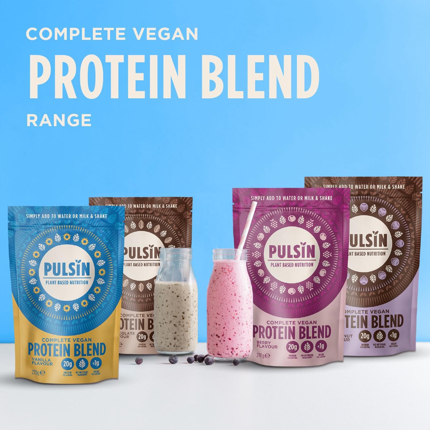 Pulsin plant based nutrition,Complete vegan protein blend,Vanilla flavour 270 g PulsinAu supplements