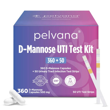 Pelvana D-Mannose UTI Kit for Women – UTI Test Strips & D-Mannose Supplement, At-Home Testing, Maintains Healthy Urinary Tract Balance, Flushes Impurities – 3 Bottles (120 Capsules) + 50 Test Strips PelvanaAu supplements