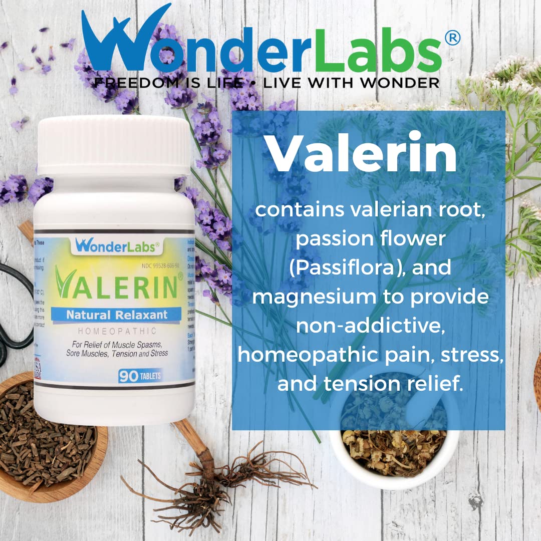 Valerian Natural Relaxant for Tension Relief, Stress Relief, Leg Cramp Relief and Other Muscle Cramps Magnesium, Passion Flower, & Valerian Root Muscle Relaxant - (90ct) Wonder LaboratoriesAu supplements