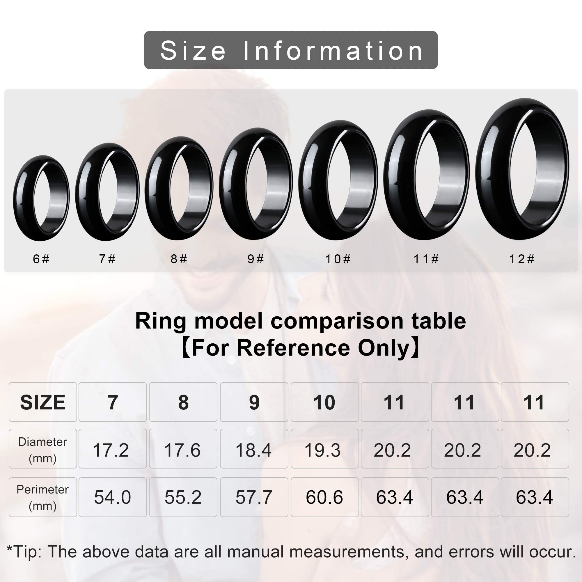 2PCS Genuine Hematite Ring for Women Men Unisex, Black Hematite Stone Ring Anxiety Balance YhluckAu supplements