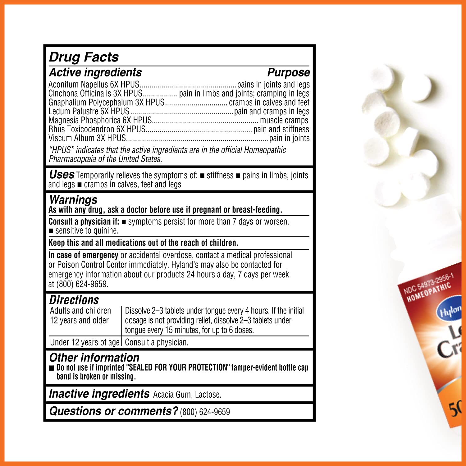 Hyland's Leg Cramps, Relief of Leg, Calf, Charley Horses, and Foot Cramps, 50 Quick-Dissolving Tablets Hyland'sAu supplements