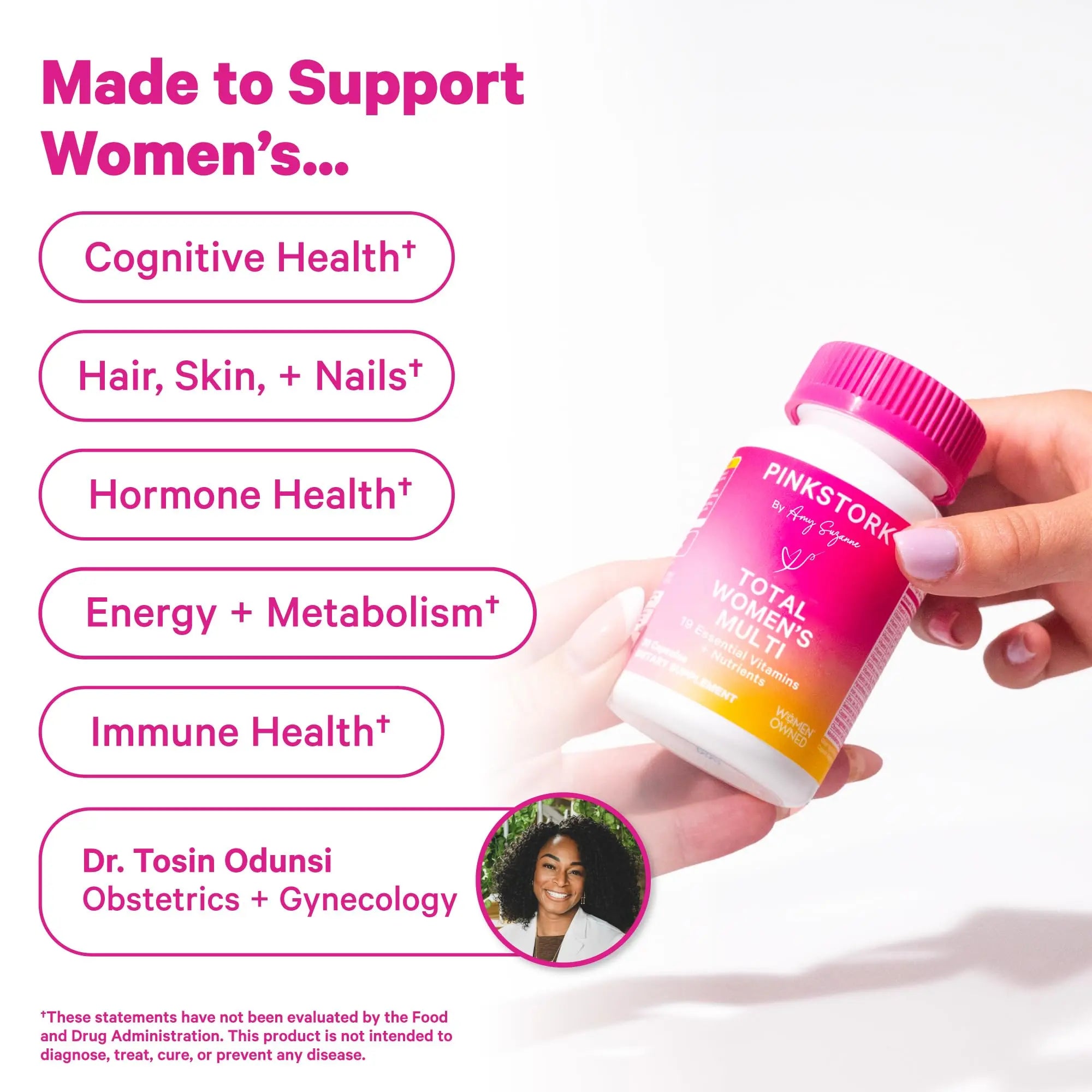Pink Stork Total Women's Multivitamin - 19 Essential Vitamins for Women & Nutrients – Energy, Metabolism, Hormone, Immune & Mood Support Pink StorkAu supplements