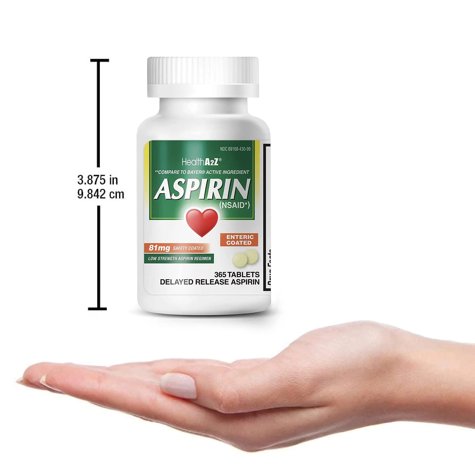 HealthA2Z® Aspirin 81 mg | Low Strength | Enteric Coated | Pain Relief | Reduces Minor Aches Muscle Pain & Cramps | Fever Reducer | Reduces Headache (365 Counts) HealthA2ZAu supplements