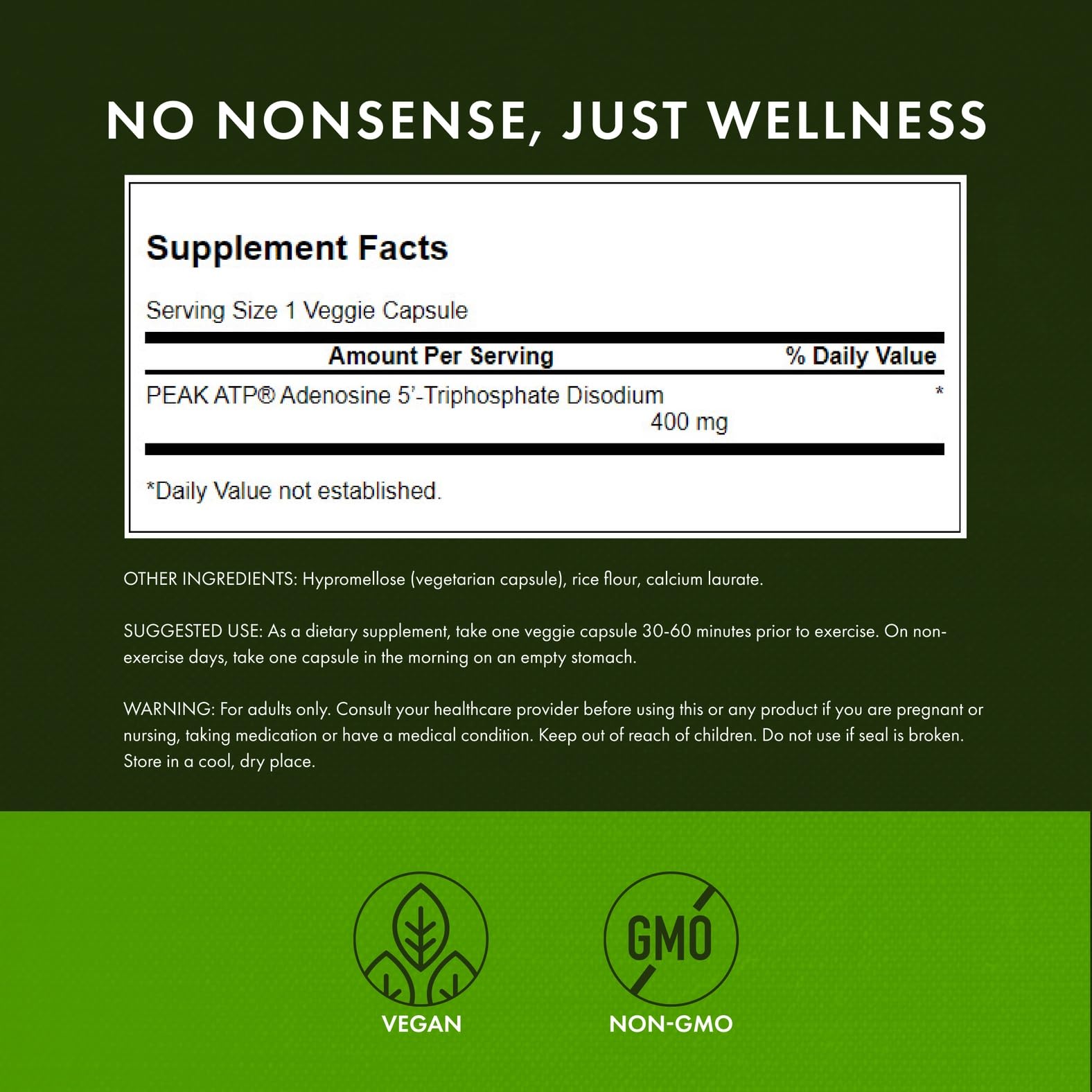 Swanson Maximum Strength Peak ATP Cellular Energy Supplement for Athletes and Active Adults Seeking Performance and Recovery Support - 400 mg (30 Veggie Capsules, 2 Pack) SwansonAu supplements