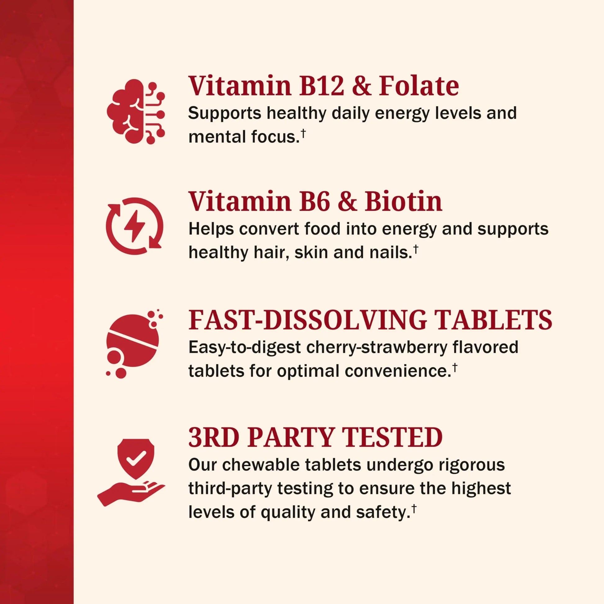 BioSchwartz Bariatric B12 Plus Dissolvable Tablets - 1000mcg Vitamin B12, Vitamin B6, Folate, Biotin - Cherry Strawberry Flavor BioSchwartzAu supplements